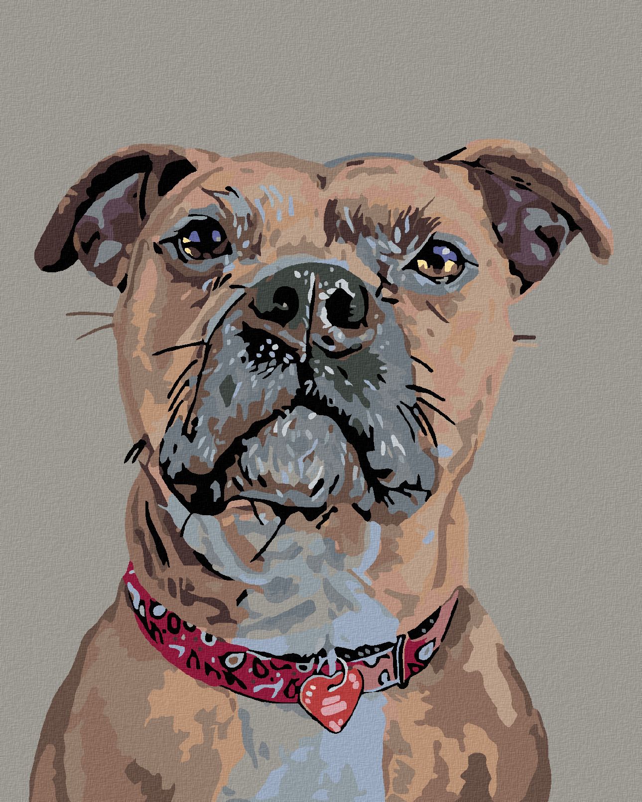 zuty Malování podle čísel - PES V POZORU A SRDÍČKOVÝ OBOJEK - Rozměr: 40x50 cm, Rámování: Varianta: vypnuté plátno na rám - obrázek 1