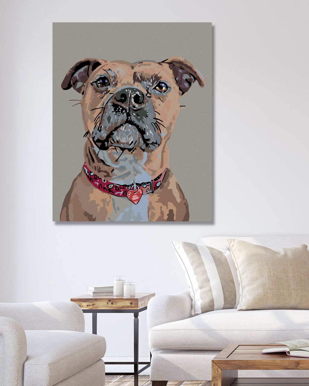 zuty Malování podle čísel - PES V POZORU A SRDÍČKOVÝ OBOJEK - Rozměr: 40x50 cm, Rámování: Varianta: vypnuté plátno na rám - obrázek 9