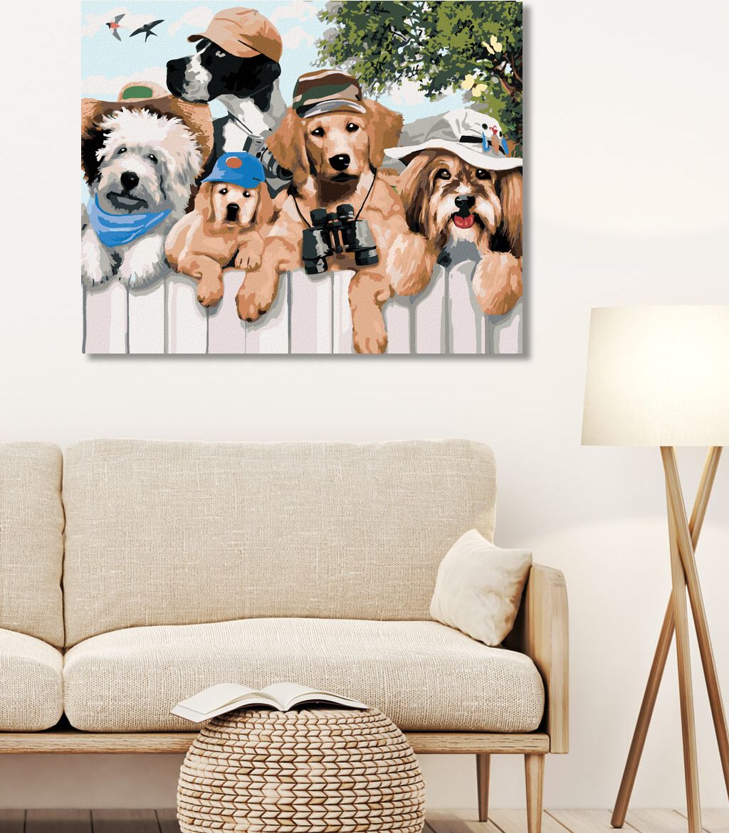 zuty Malování podle čísel - PSI NA VÝLETĚ V PŘÍRODĚ (HOWARD ROBINSON) - Rozměr: 40x50 cm, Rámování: Varianta: vypnuté plátno na rám - obrázek 2
