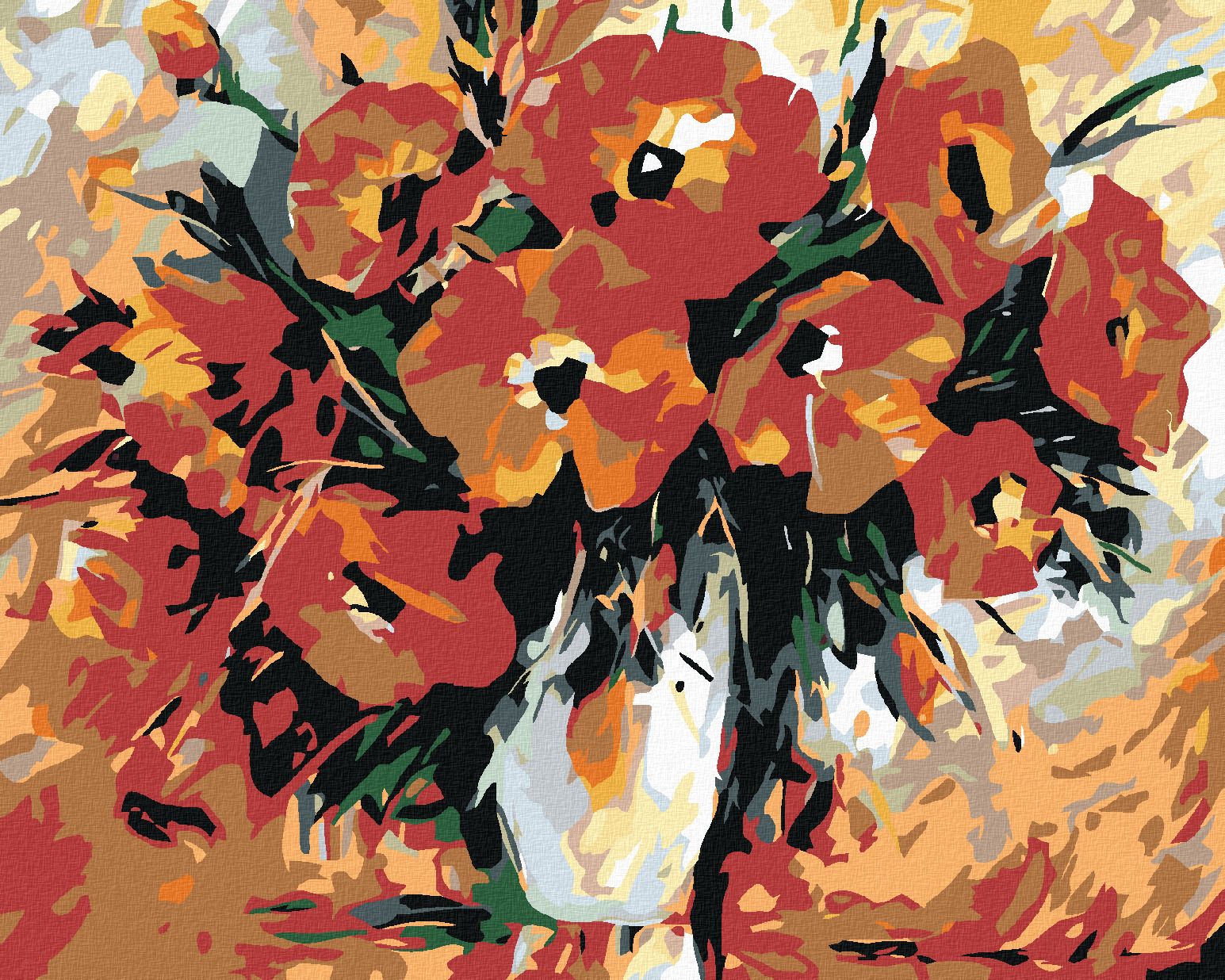 zuty Malování podle čísel - VLČÍ MÁK V BÍLÉ VÁZE - Rozměr: 40x50 cm, Rámování: Varianta: vypnuté plátno na rám - obrázek 1