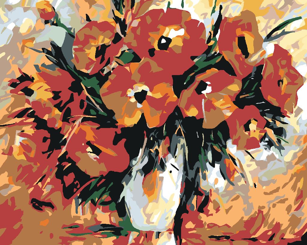 zuty Malování podle čísel - VLČÍ MÁK V BÍLÉ VÁZE - Rozměr: 40x50 cm, Rámování: Varianta: vypnuté plátno na rám - obrázek 3