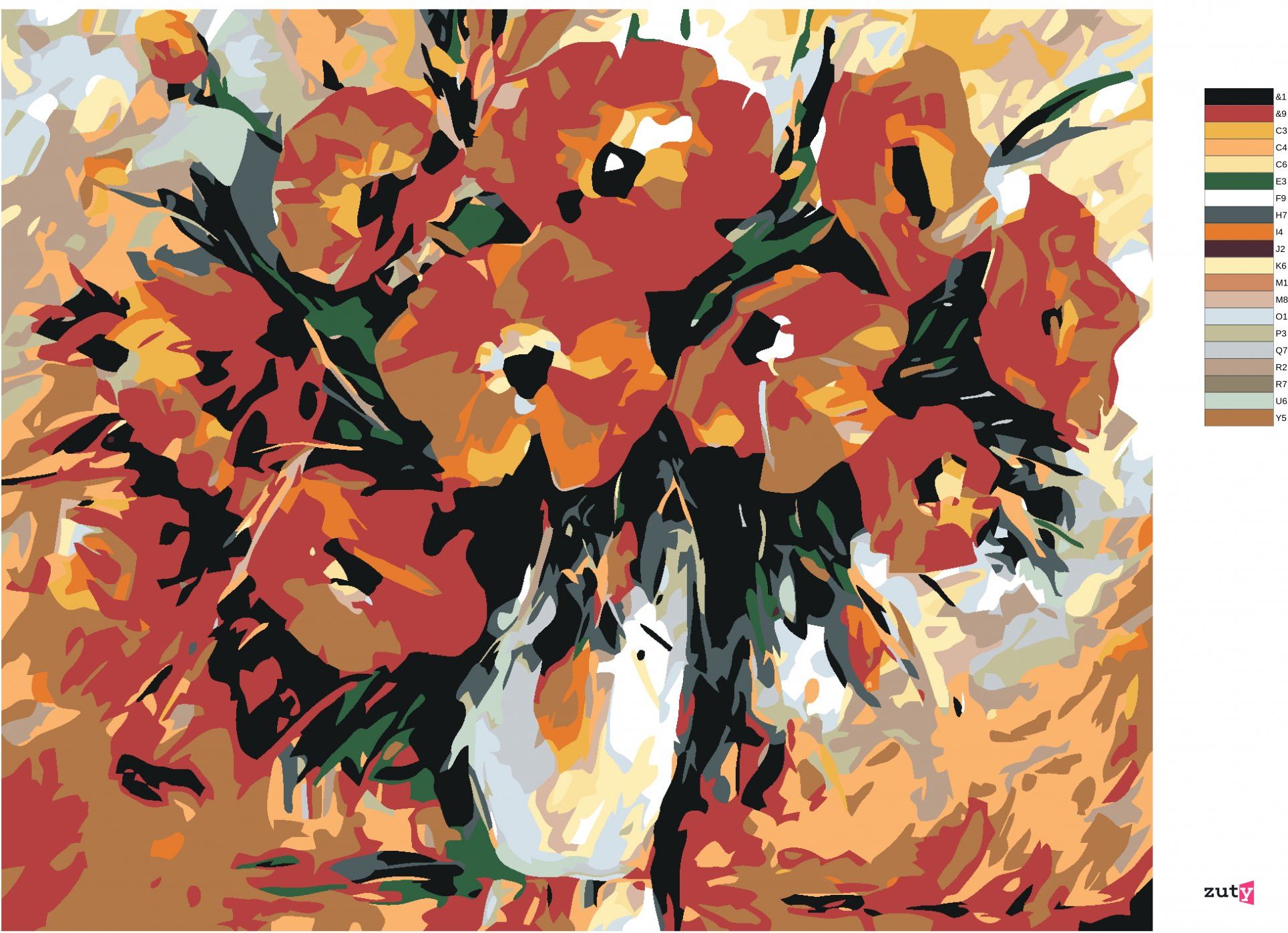 zuty Malování podle čísel - VLČÍ MÁK V BÍLÉ VÁZE - Rozměr: 40x50 cm, Rámování: Varianta: vypnuté plátno na rám - obrázek 6