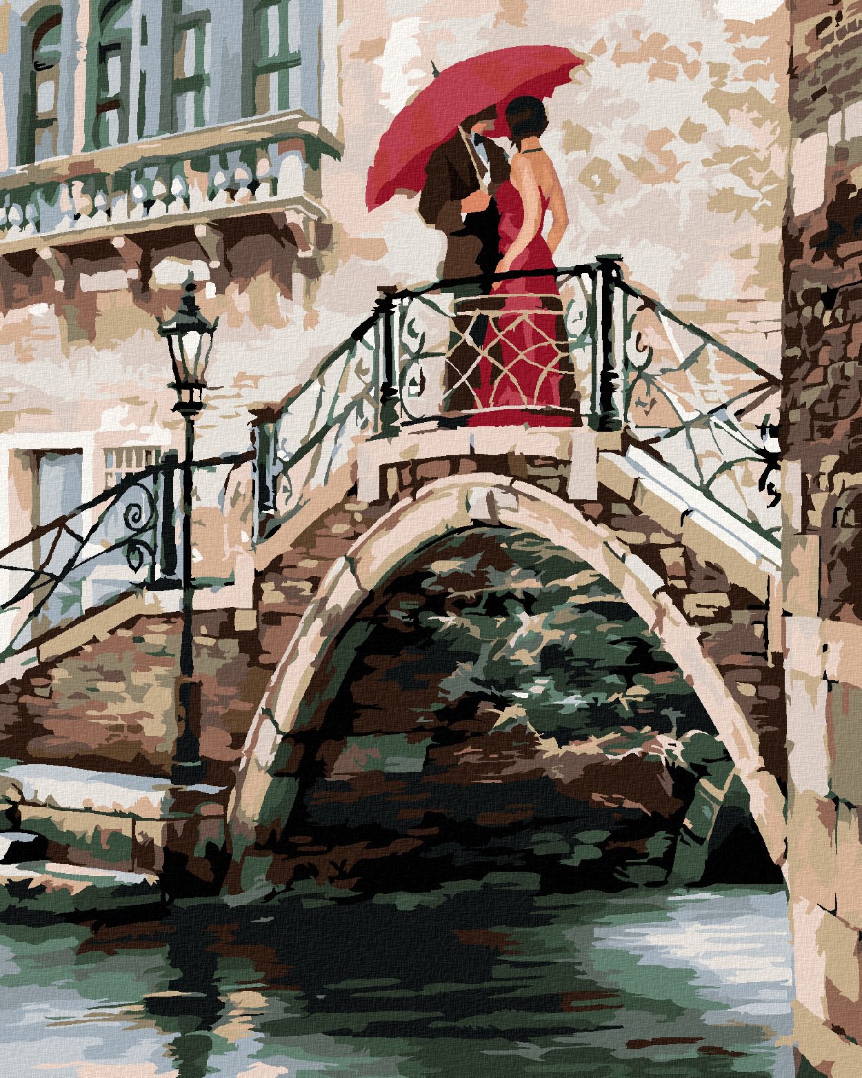 zuty Malování podle čísel - PÁR NA MOSTĚ V BENÁTKÁCH (RICHARD MACNEIL) - Rozměr: 40x50 cm, Rámování: Varianta: bez rámu a bez vypnutí plátna - obrázek 1