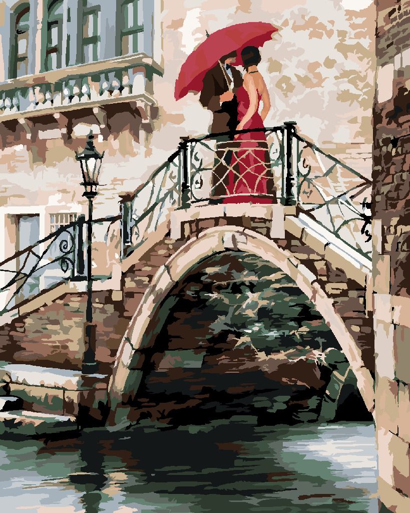 zuty Malování podle čísel - PÁR NA MOSTĚ V BENÁTKÁCH (RICHARD MACNEIL) - Rozměr: 40x50 cm, Rámování: Varianta: bez rámu a bez vypnutí plátna - obrázek 4