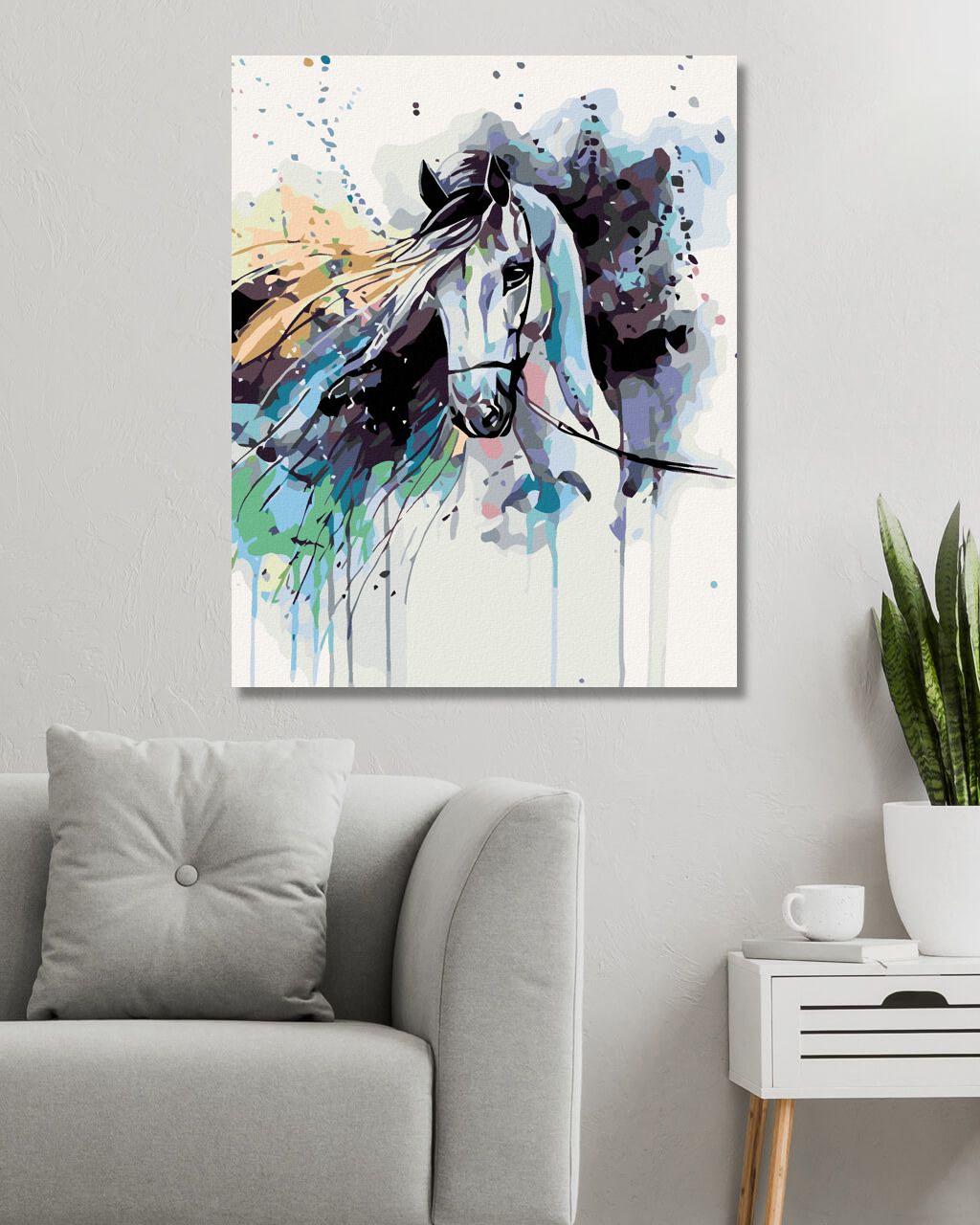 zuty Malování podle čísel - ABSTRAKTNÍ KŮŇ ČERNÝ - Rozměr: 40x50 cm, Rámování: Varianta: vypnuté plátno na rám - obrázek 6