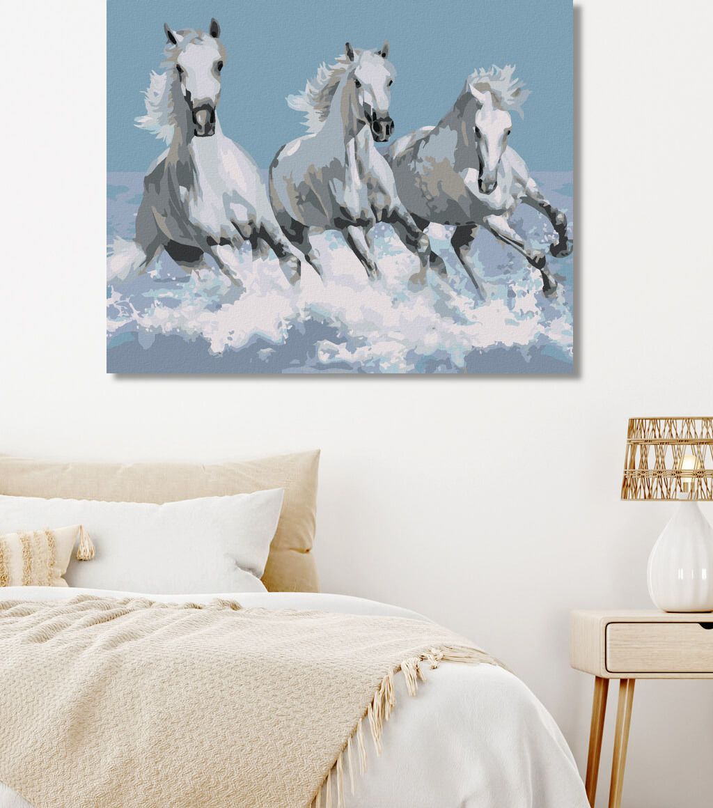 zuty Malování podle čísel - BILÍ KONĚ - Rozměr: 40x50 cm, Rámování: Varianta: vypnuté plátno na rám - obrázek 8