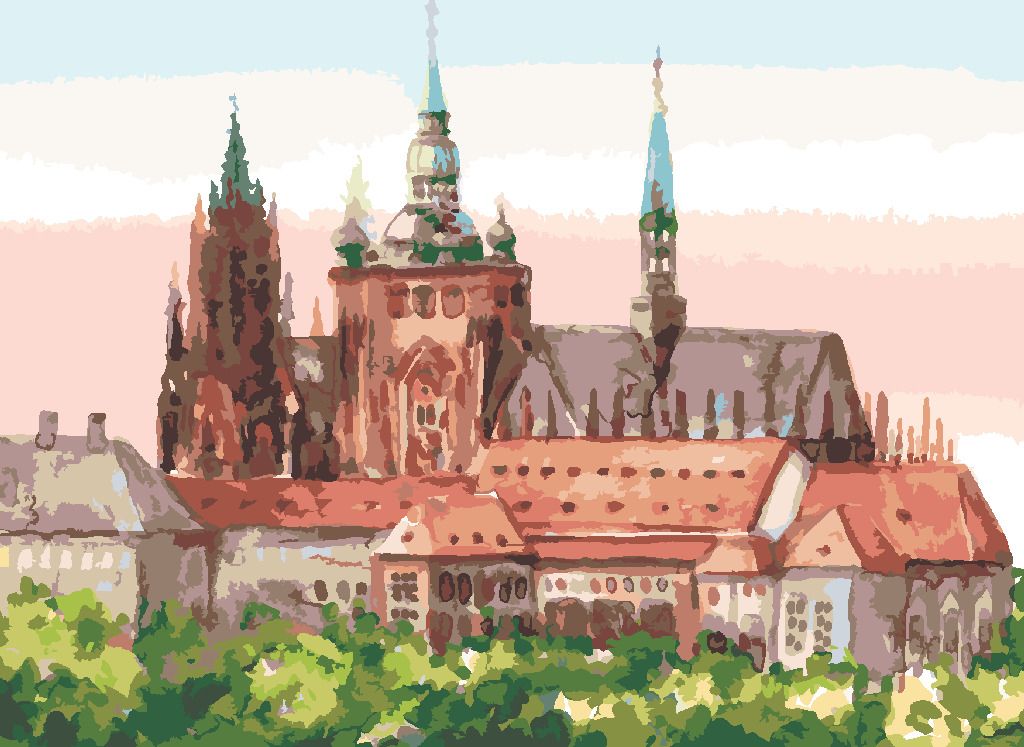 zuty Malování podle čísel - PRAŽSKÝ HRAD II - Rozměr: 40x50 cm, Rámování: Varianta: vypnuté plátno na rám - obrázek 7