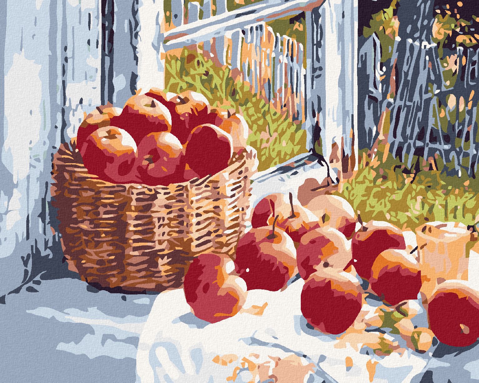 zuty Malování podle čísel - JABLKA NA OKNĚ - Rozměr: 40x50 cm, Rámování: Varianta: bez rámu a bez vypnutí plátna - obrázek 1