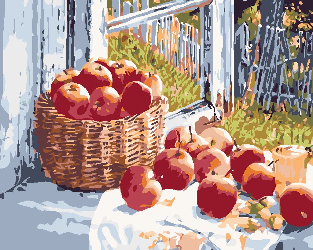 zuty Malování podle čísel - JABLKA NA OKNĚ - Rozměr: 40x50 cm, Rámování: Varianta: bez rámu a bez vypnutí plátna - obrázek 5