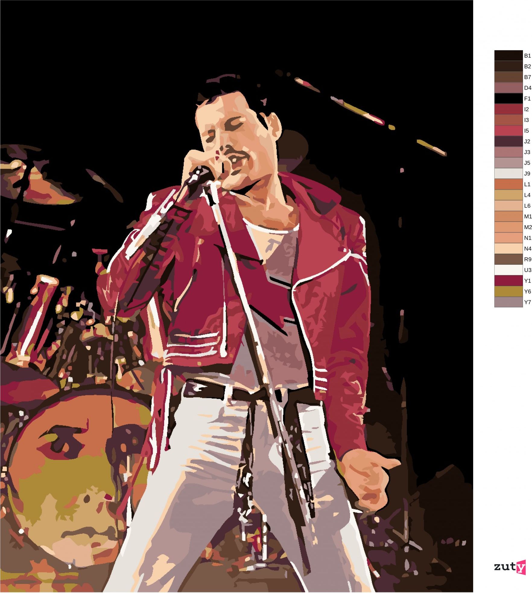 zuty Malování podle čísel - FREDDIE NA PÓDIU - Rozměr: 40x50 cm, Rámování: Varianta: bez rámu a bez vypnutí plátna - obrázek 4