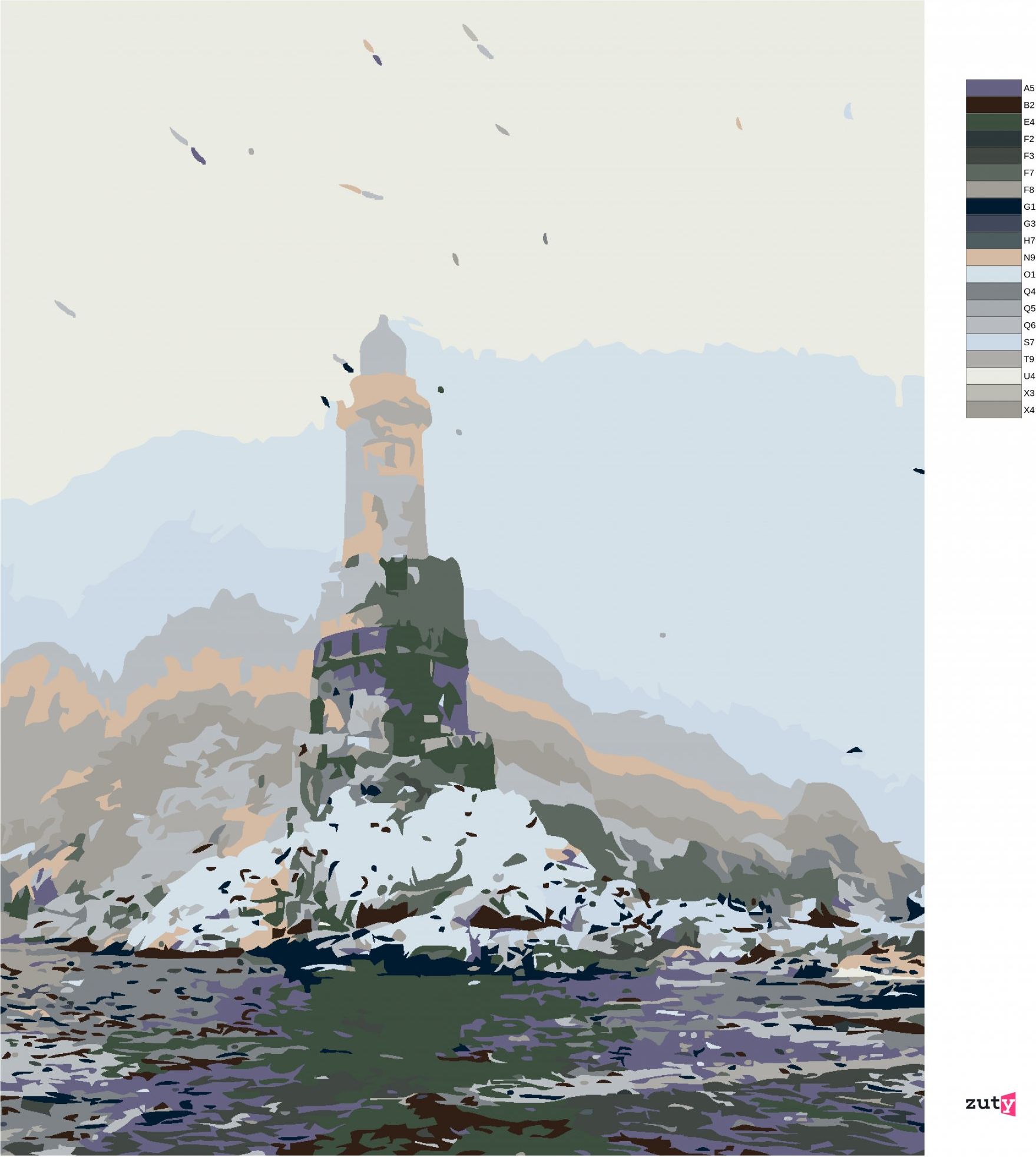 zuty Malování podle čísel - MAJÁK V MLZE - Rozměr: 40x50 cm, Rámování: Varianta: vypnuté plátno na rám - obrázek 4