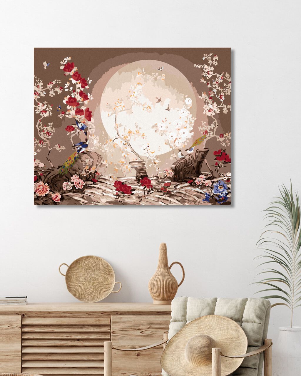 zuty Malování podle čísel - JAPONSKO MĚSÍČNÍ KRAJINA S PTÁČKY - Rozměr: 40x50 cm, Rámování: Varianta: vypnuté plátno na rám - obrázek 9