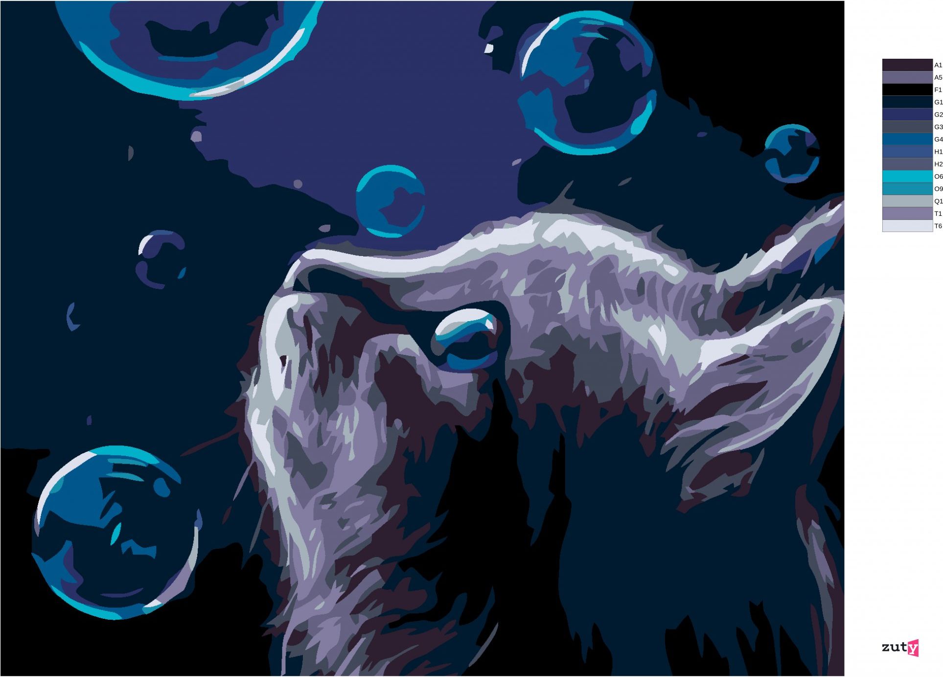 zuty Malování podle čísel - KOČKA A BUBLINY V NOCI - Rozměr: 40x50 cm, Rámování: Varianta: vypnuté plátno na rám - obrázek 3