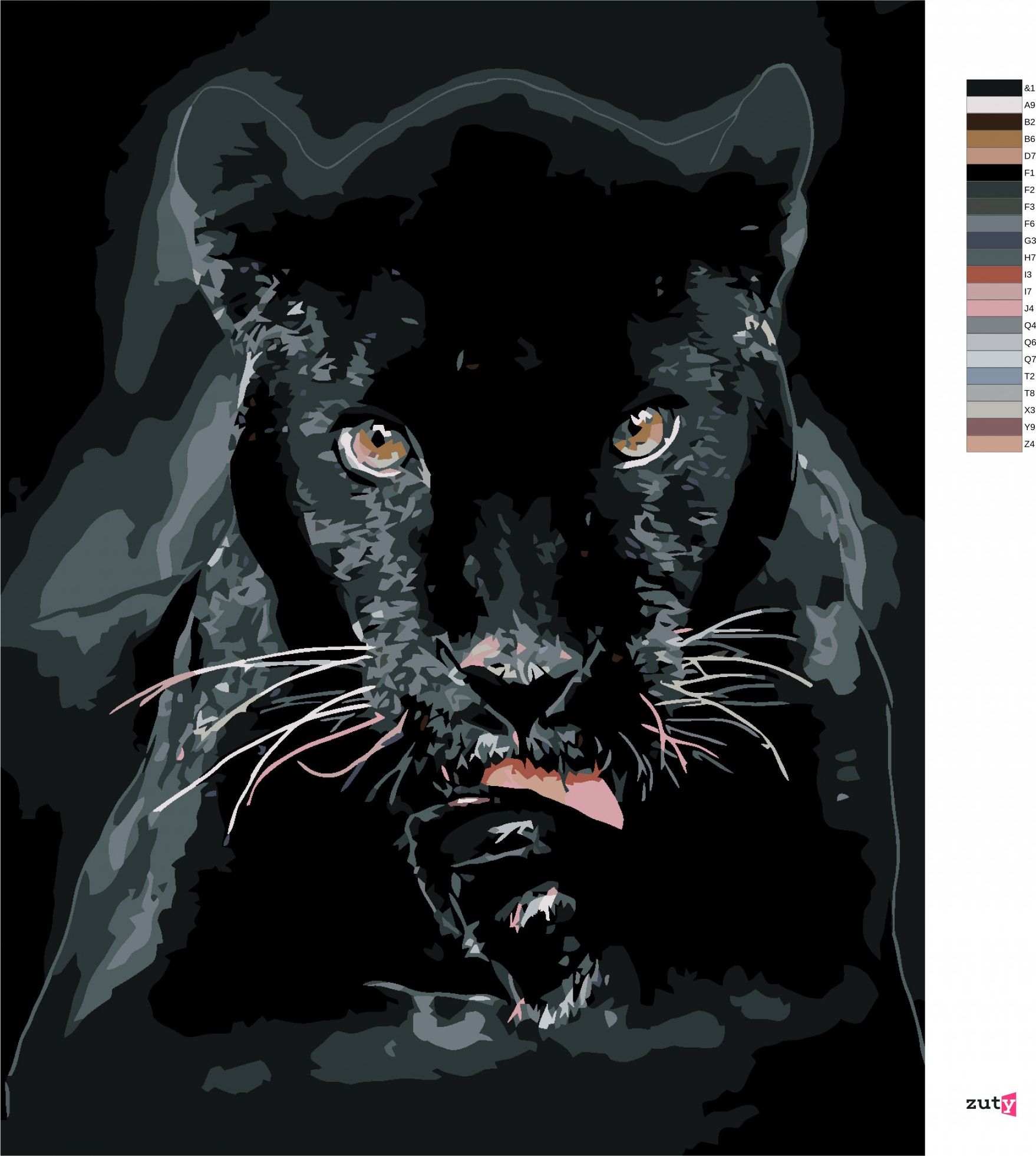zuty Malování podle čísel - ČERNÁ PUMA - Rozměr: 40x50 cm, Rámování: Varianta: bez rámu a bez vypnutí plátna - obrázek 6