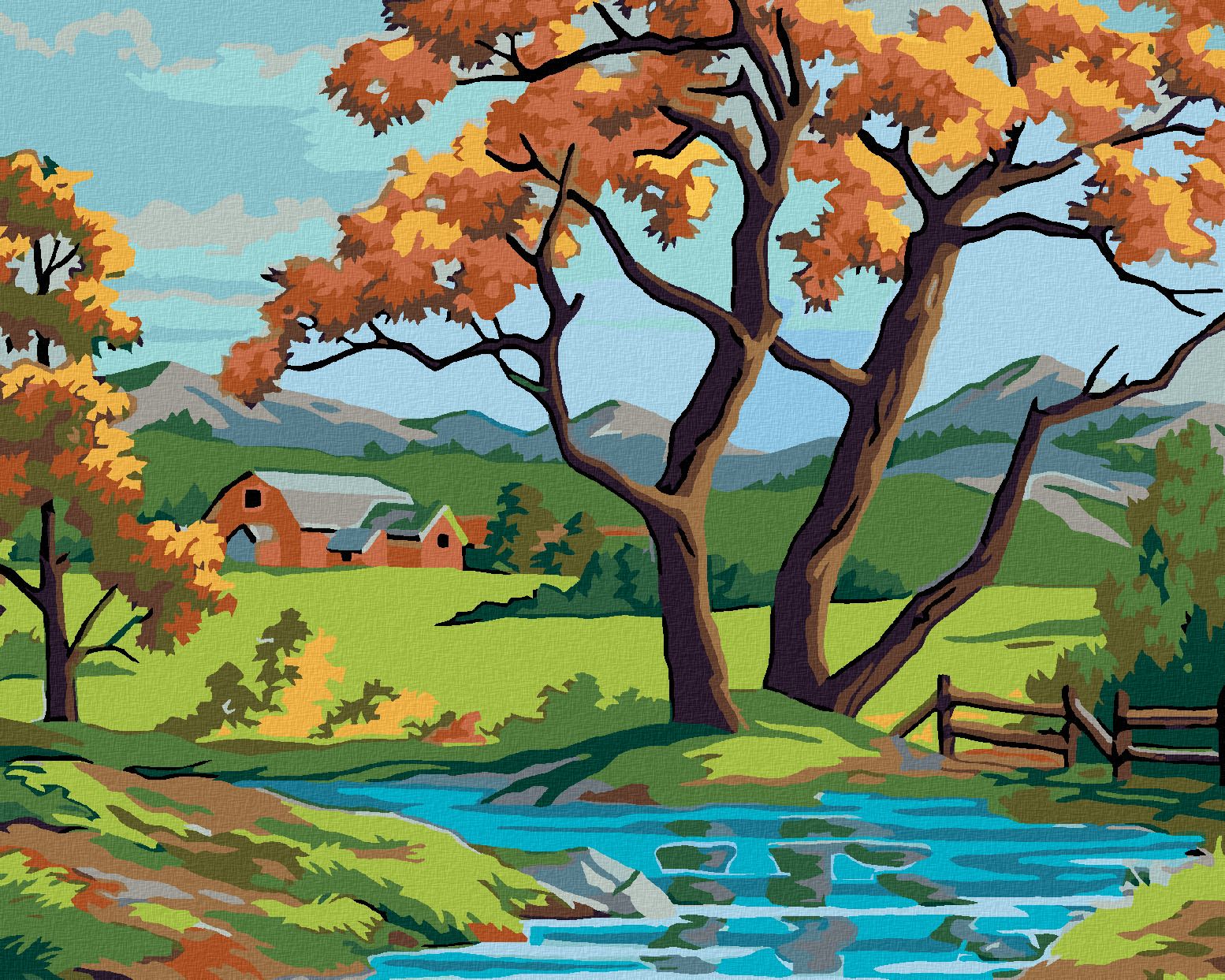 zuty Malování podle čísel - STROM U POTŮČKU - Rozměr: 40x50 cm, Rámování: Varianta: vypnuté plátno na rám - obrázek 1
