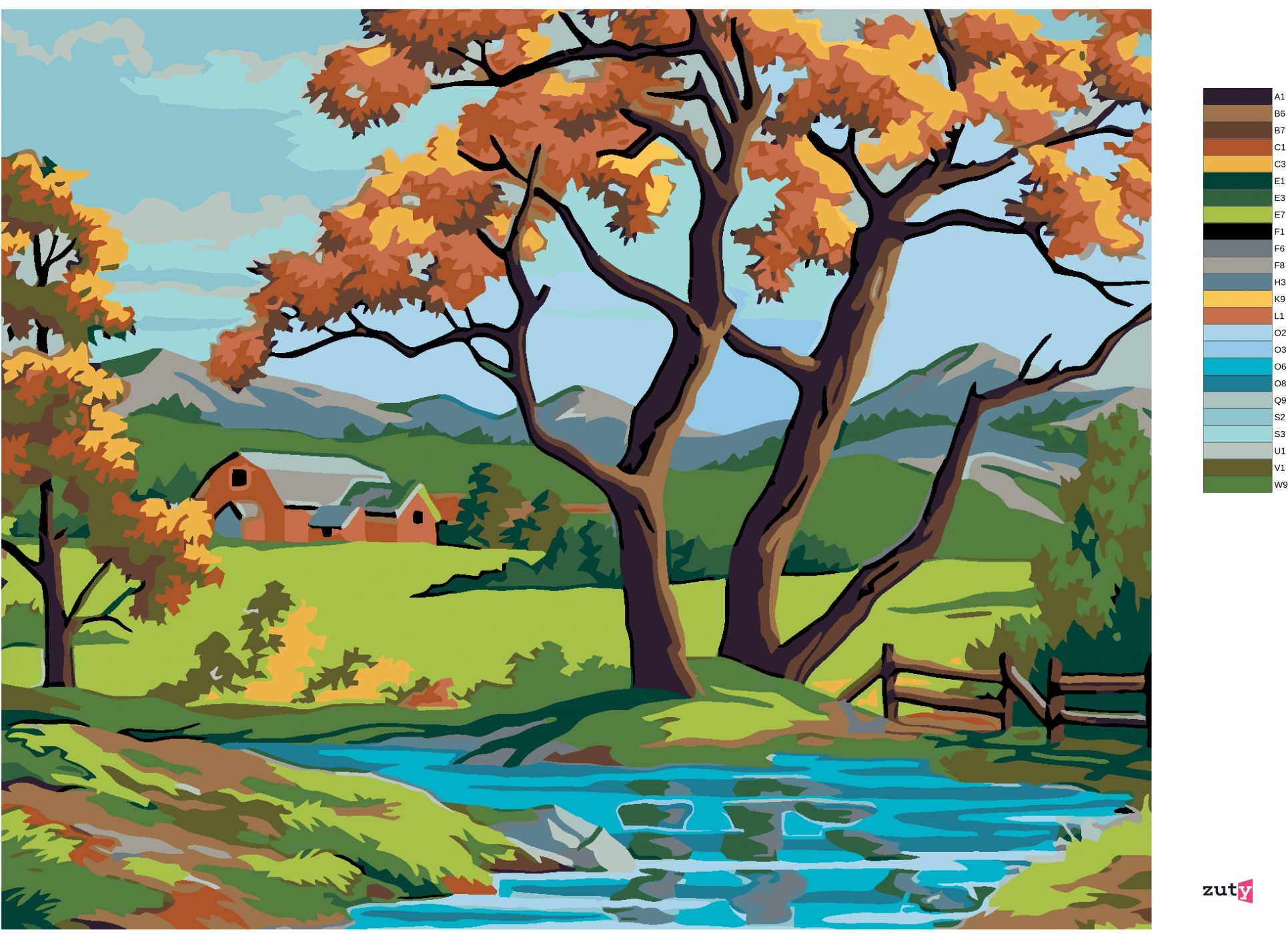 zuty Malování podle čísel - STROM U POTŮČKU - Rozměr: 40x50 cm, Rámování: Varianta: vypnuté plátno na rám - obrázek 6