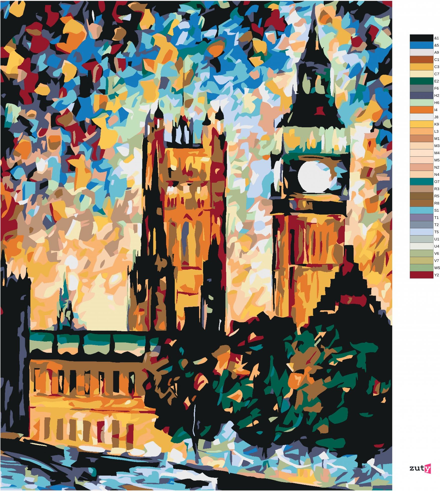 zuty Malování podle čísel - BIG BEN V BARVÁCH - Rozměr: 40x50 cm, Rámování: Varianta: vypnuté plátno na rám - obrázek 7