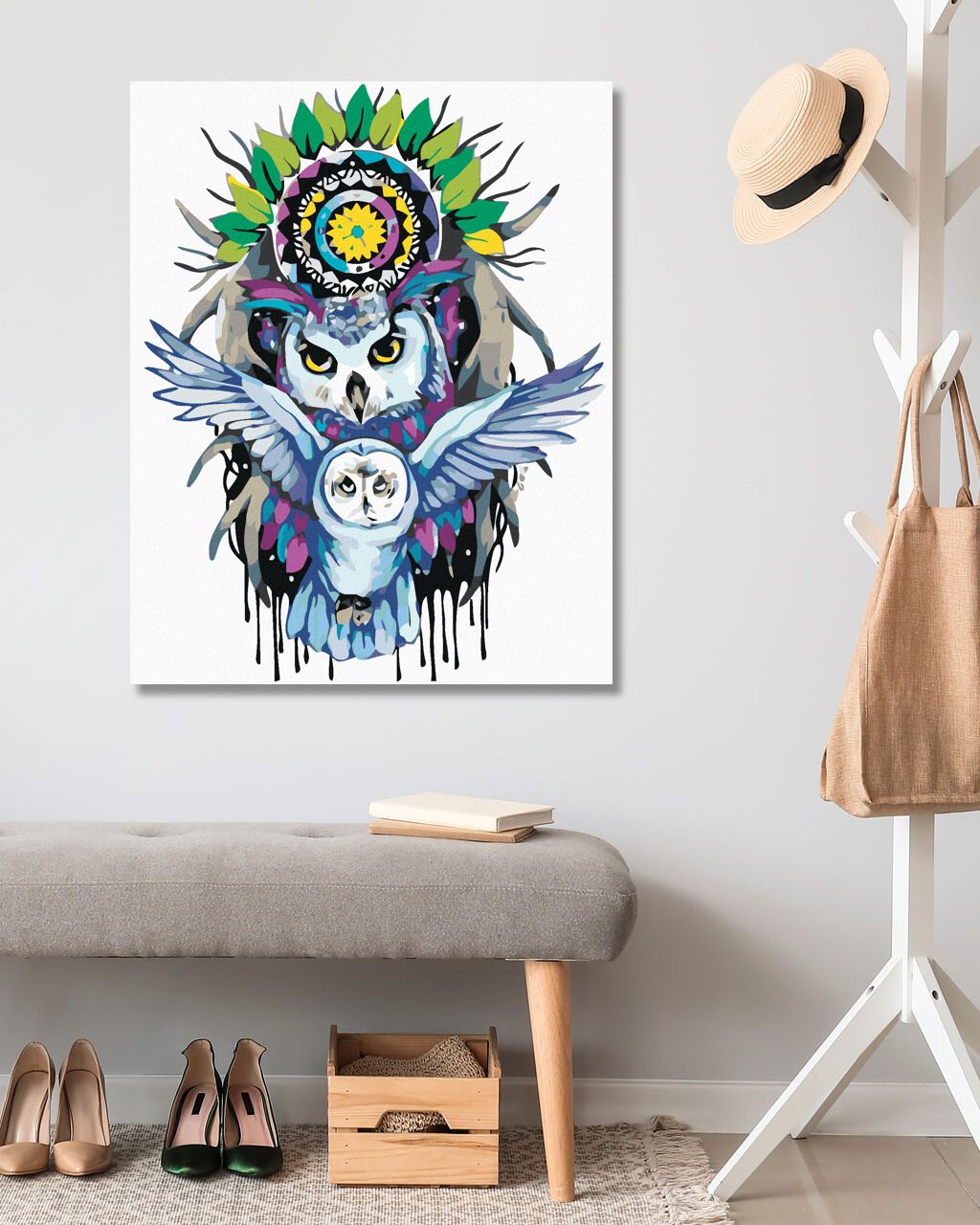 zuty Malování podle čísel - SOVY A MANDALA - Rozměr: 40x50 cm, Rámování: Varianta: vypnuté plátno na rám - obrázek 5