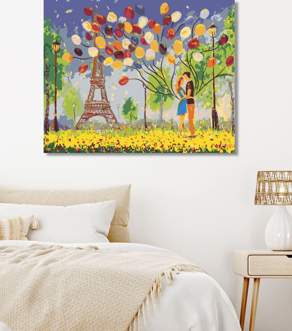 zuty Malování podle čísel - PÁR S BALÓNKY V PAŘÍŽI - Rozměr: 40x50 cm, Rámování: Varianta: vypnuté plátno na rám - obrázek 5