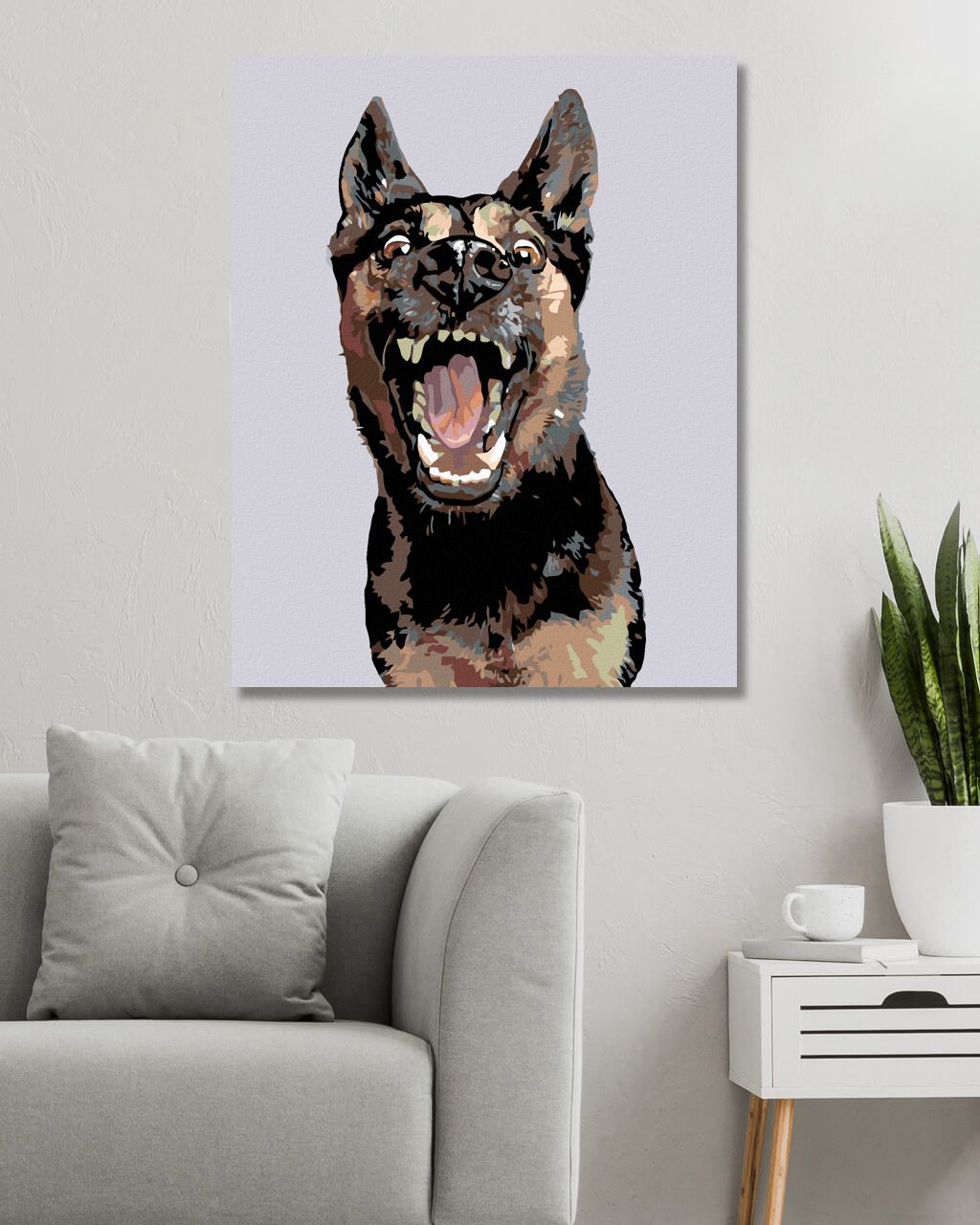 zuty Malování podle čísel - NĚMECKÝ OVČÁK S OTEVŘENOU TLAMOU - Rozměr: 40x50 cm, Rámování: Varianta: vypnuté plátno na rám - obrázek 6
