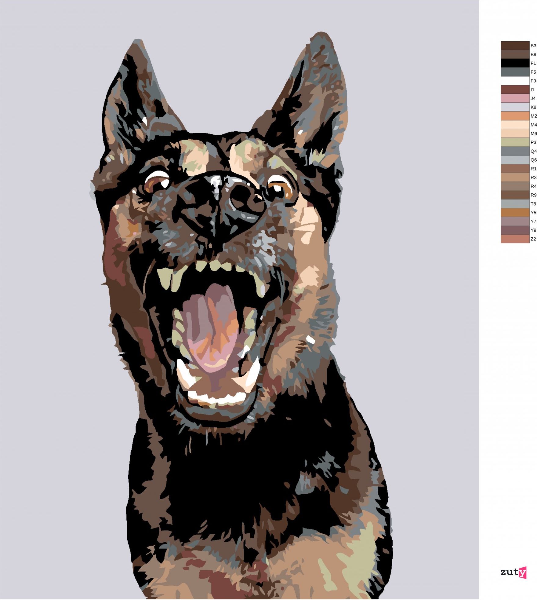 zuty Malování podle čísel - NĚMECKÝ OVČÁK S OTEVŘENOU TLAMOU - Rozměr: 40x50 cm, Rámování: Varianta: vypnuté plátno na rám - obrázek 14