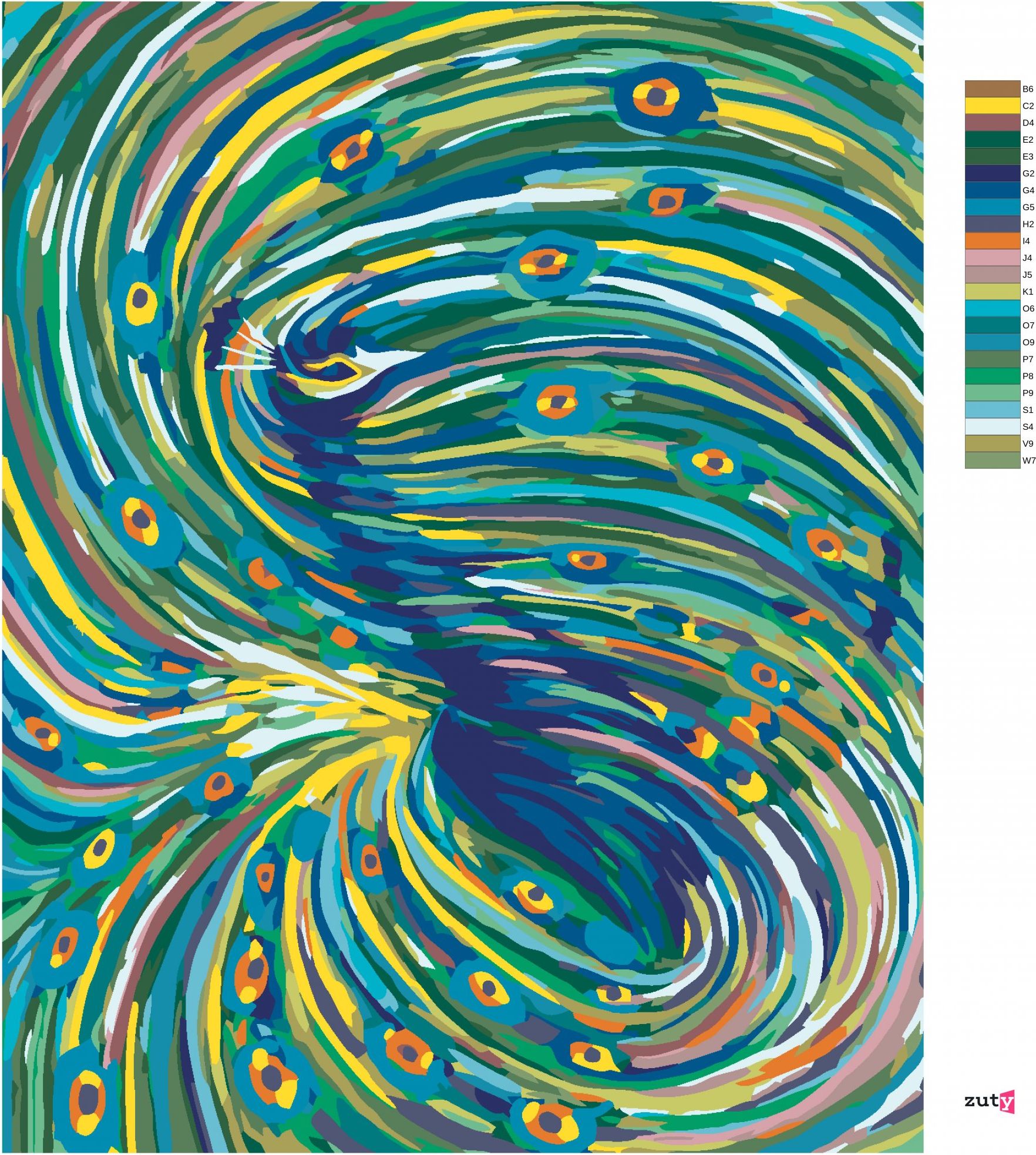 zuty Malování podle čísel - BAREVNÝ PÁV - Rozměr: 40x50 cm, Rámování: Varianta: bez rámu a bez vypnutí plátna - obrázek 5