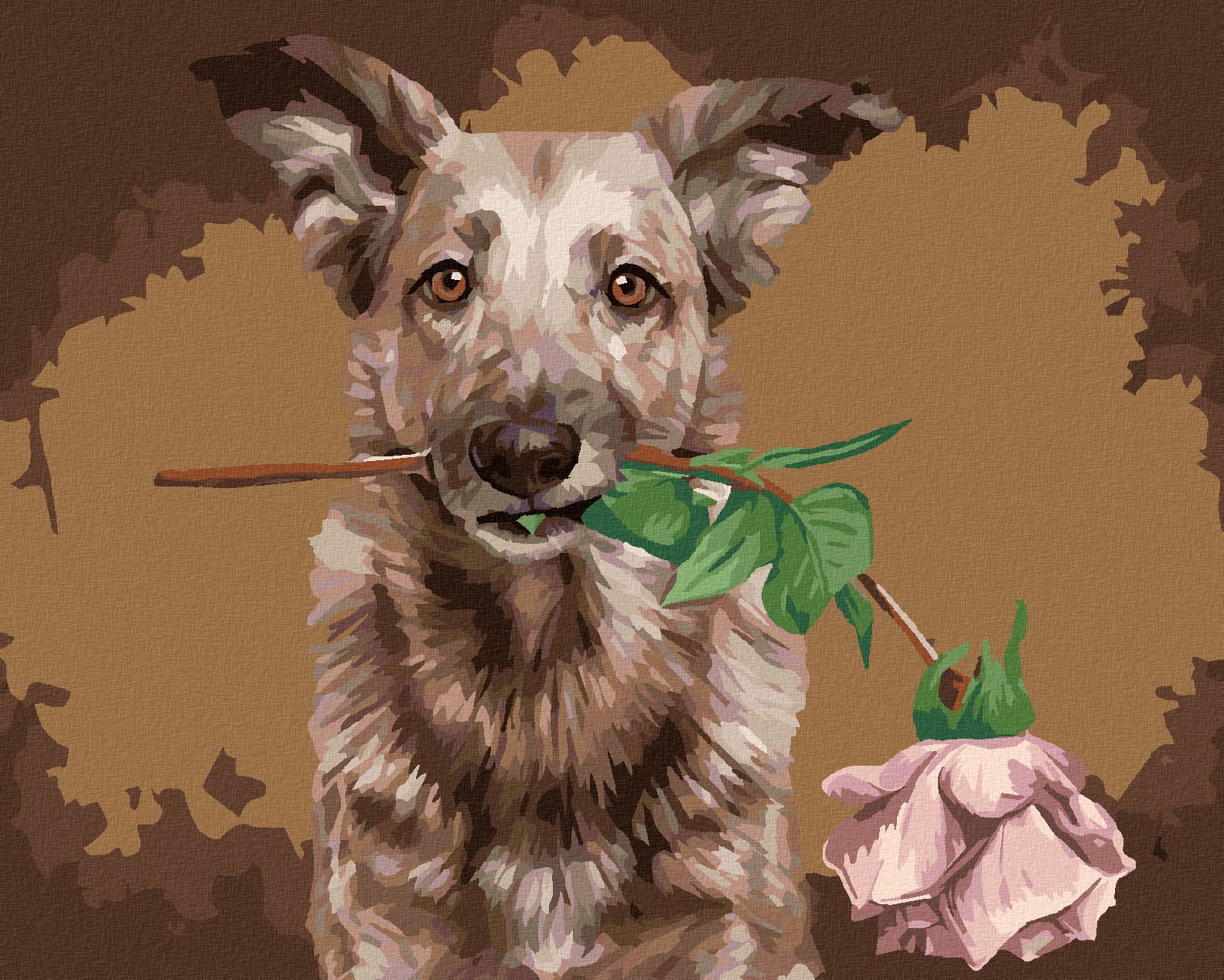 zuty Malování podle čísel - VLČÁK S RŮŽÍ - Rozměr: 40x50 cm, Rámování: Varianta: vypnuté plátno na rám - obrázek 1