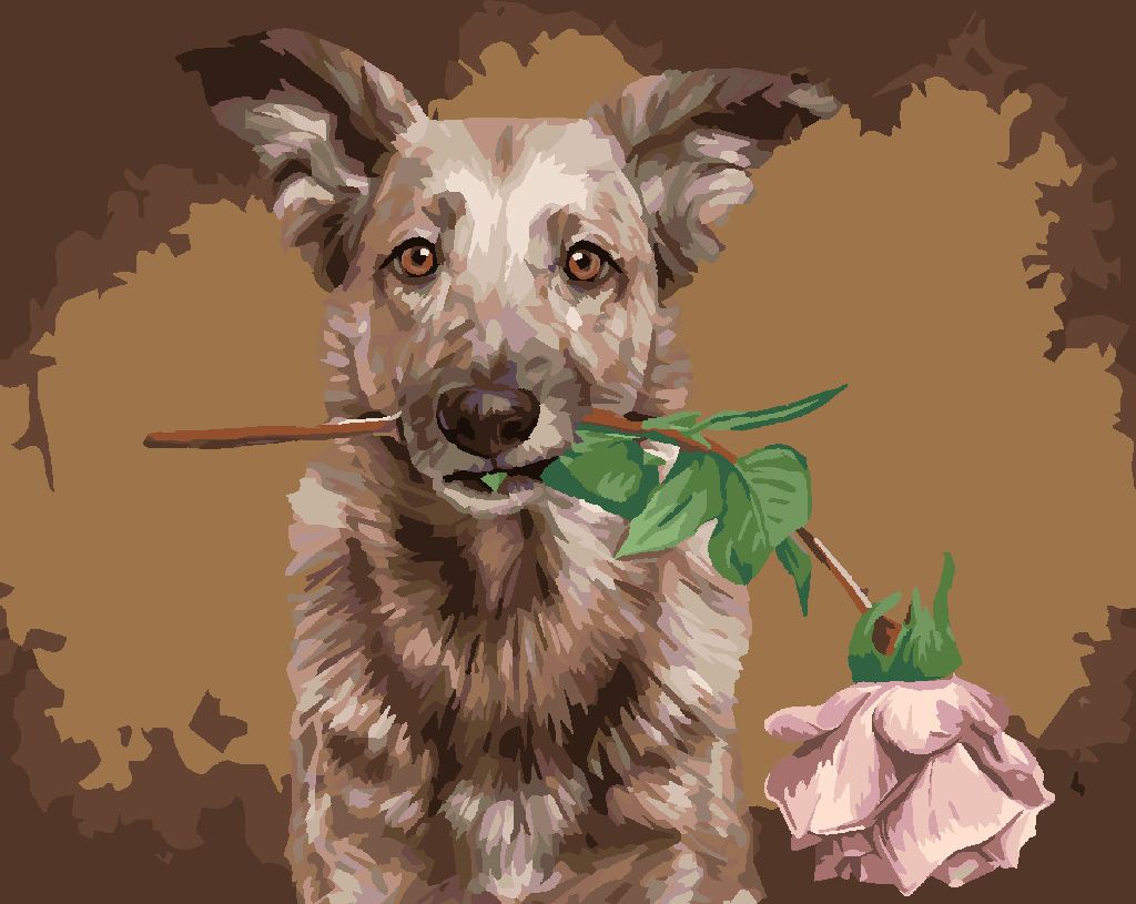 zuty Malování podle čísel - VLČÁK S RŮŽÍ - Rozměr: 40x50 cm, Rámování: Varianta: vypnuté plátno na rám - obrázek 7
