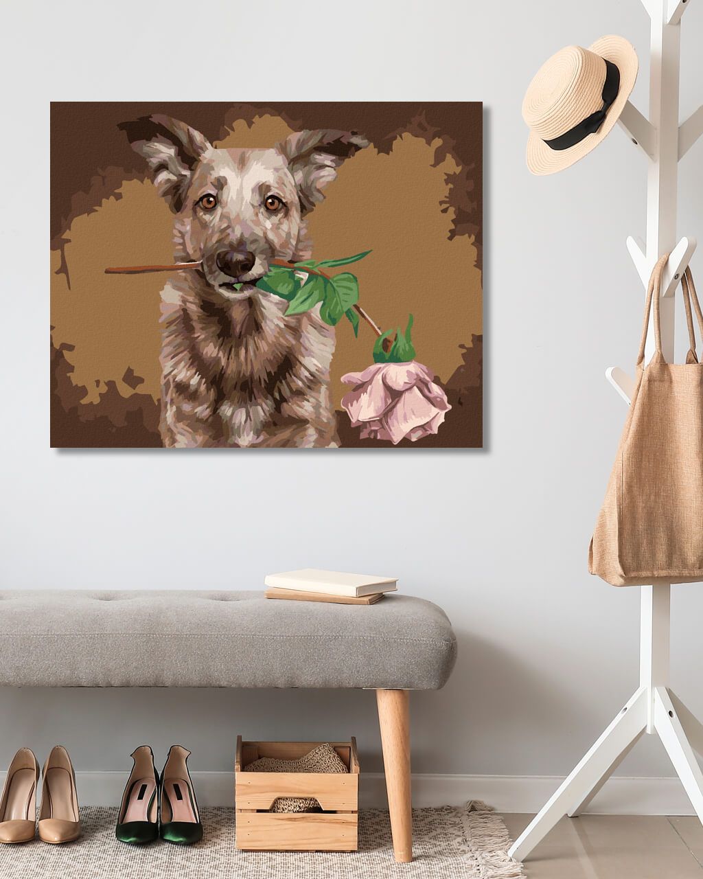 zuty Malování podle čísel - VLČÁK S RŮŽÍ - Rozměr: 40x50 cm, Rámování: Varianta: vypnuté plátno na rám - obrázek 8