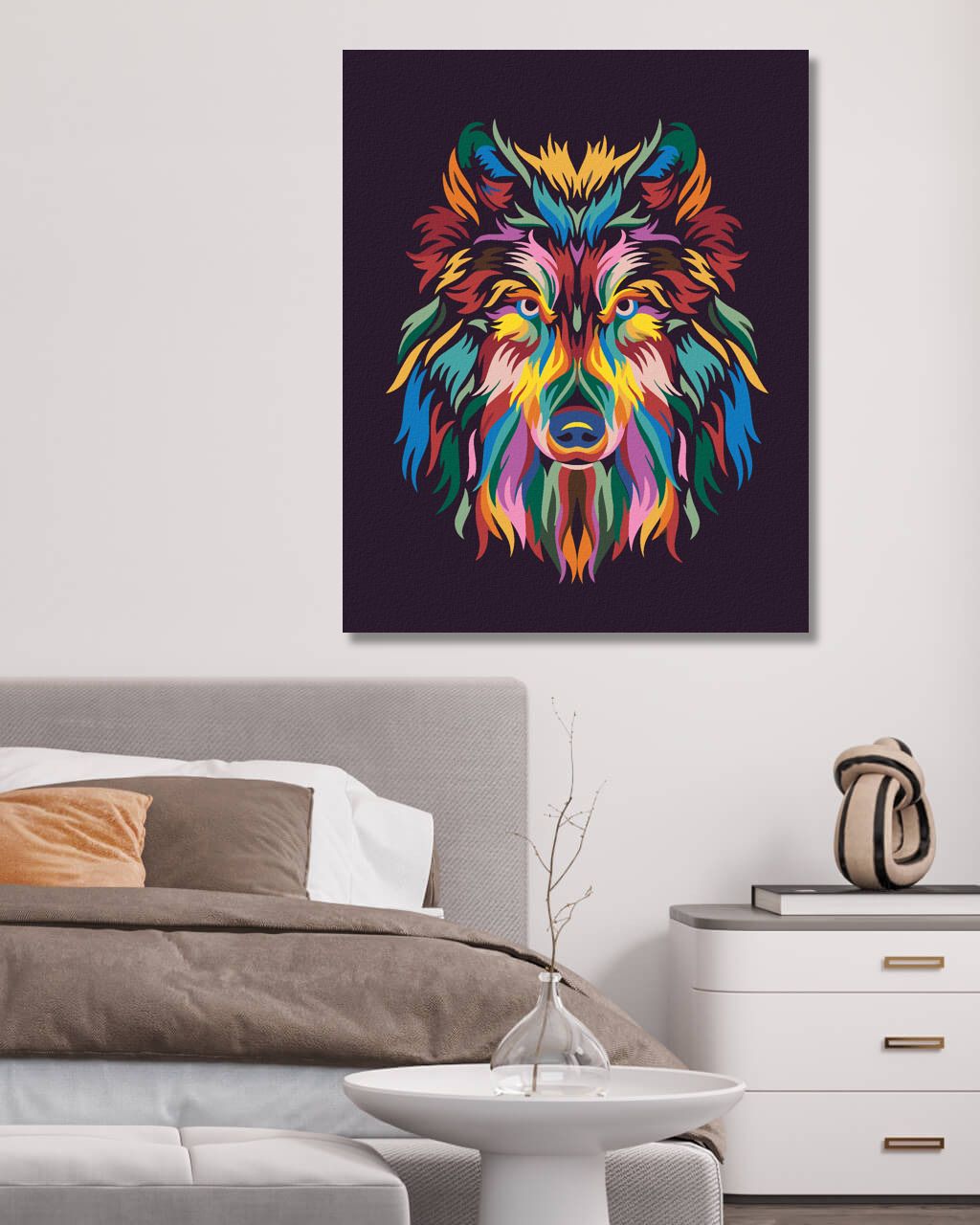 zuty Malování podle čísel - VLK V BARVÁCH - Rozměr: 40x50 cm, Rámování: Varianta: bez rámu a bez vypnutí plátna - obrázek 4