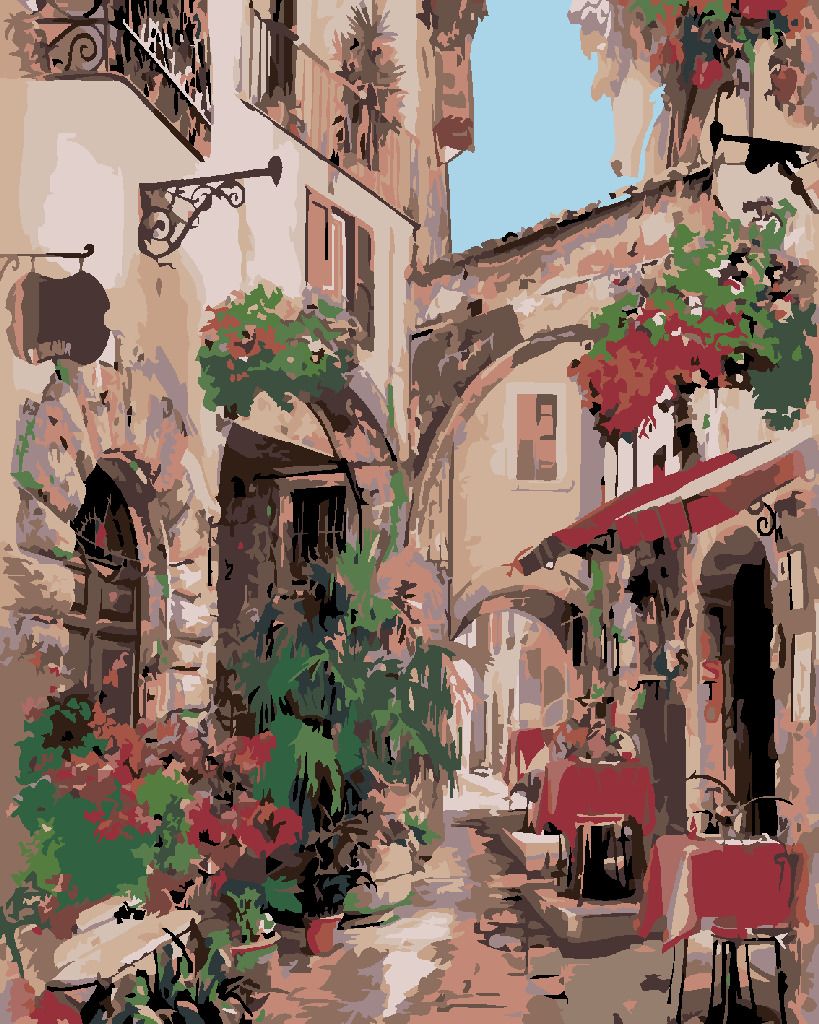zuty Malování podle čísel - ITALSKÁ ULIČKA - Rozměr: 40x50 cm, Rámování: Varianta: vypnuté plátno na rám - obrázek 3