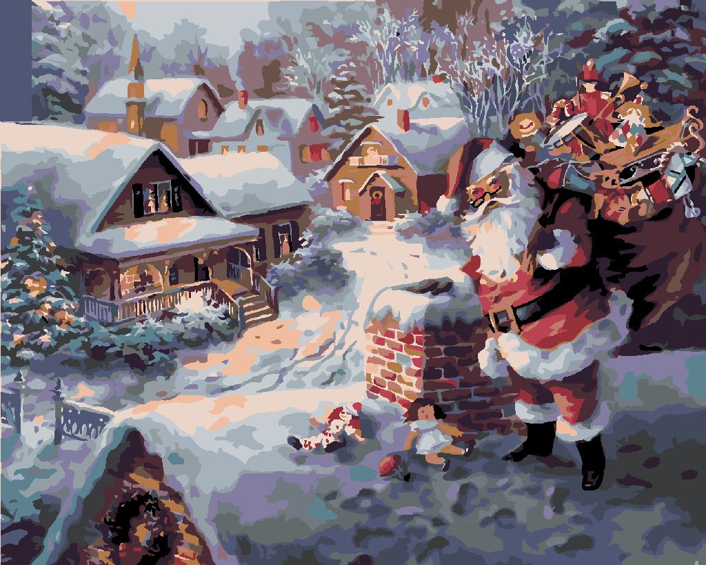 zuty Malování podle čísel - SANTA CLAUS S DÁRKY - Rozměr: 40x50 cm, Rámování: Varianta: vypnuté plátno na rám - obrázek 5