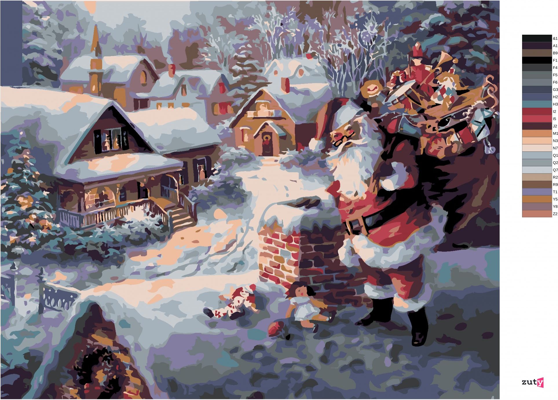 zuty Malování podle čísel - SANTA CLAUS S DÁRKY - Rozměr: 40x50 cm, Rámování: Varianta: vypnuté plátno na rám - obrázek 7