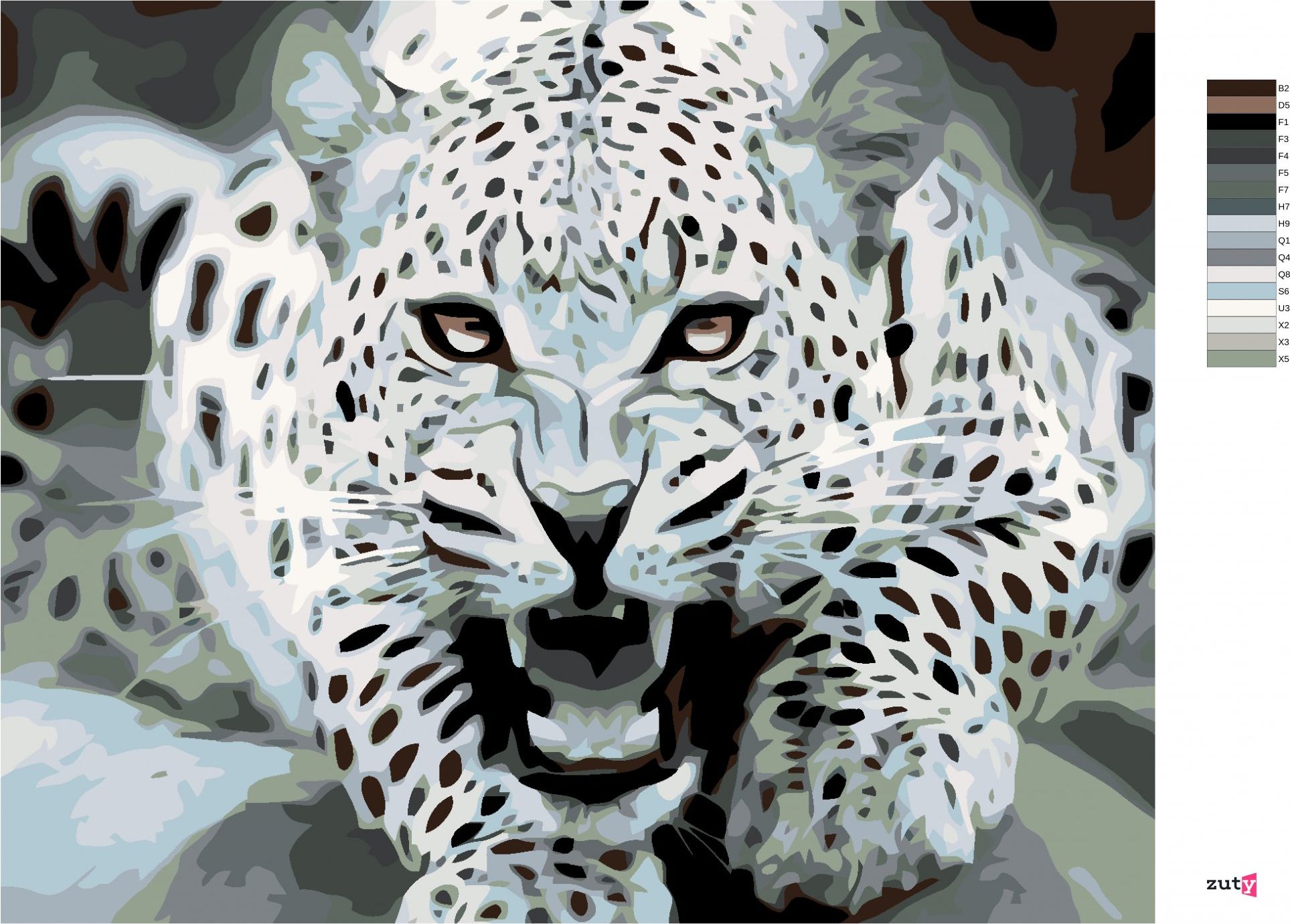 zuty Malování podle čísel - ČERNOBÍLÝ LEOPARD - Rozměr: 40x50 cm, Rámování: Varianta: vypnuté plátno na rám - obrázek 7