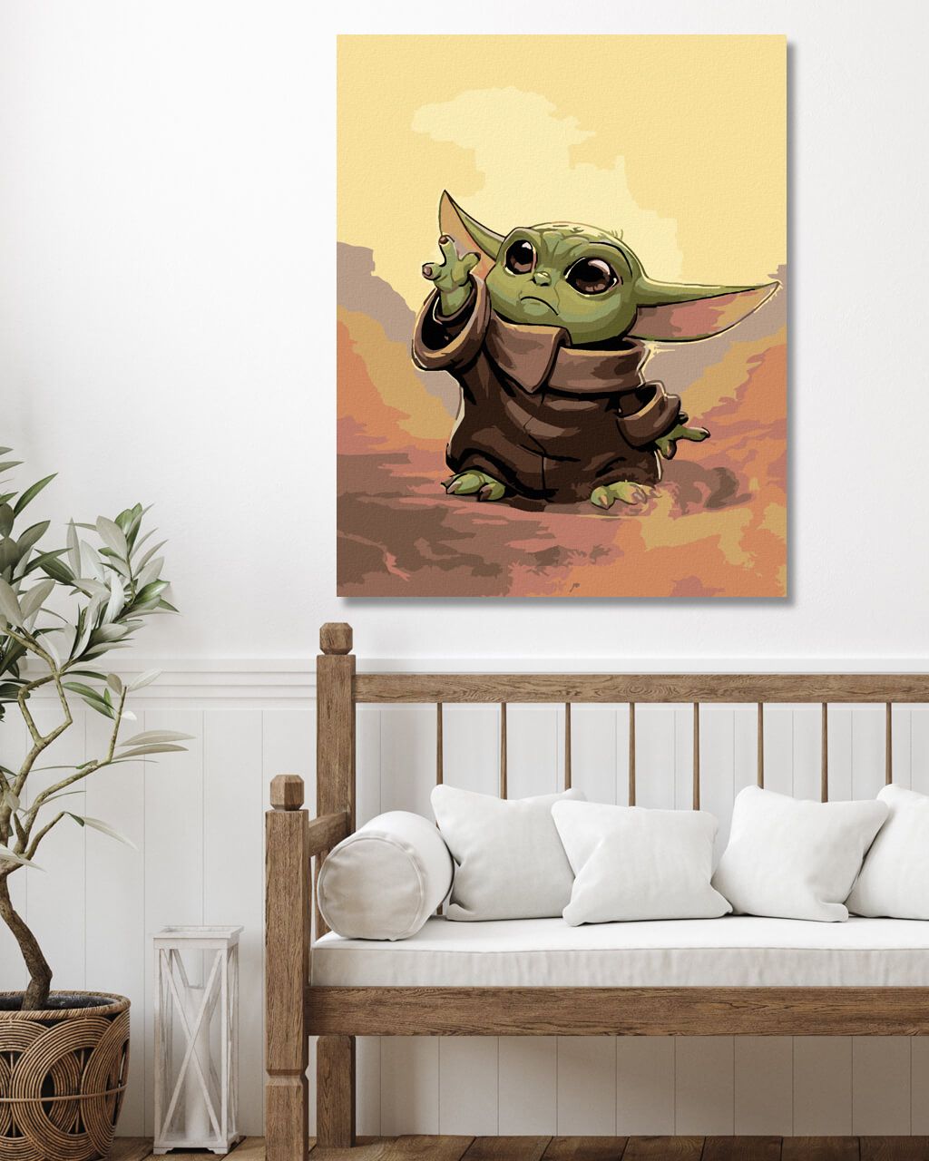 zuty Malování podle čísel - BABY YODA - Rozměr: 40x50 cm, Rámování: Varianta: vypnuté plátno na rám - obrázek 3