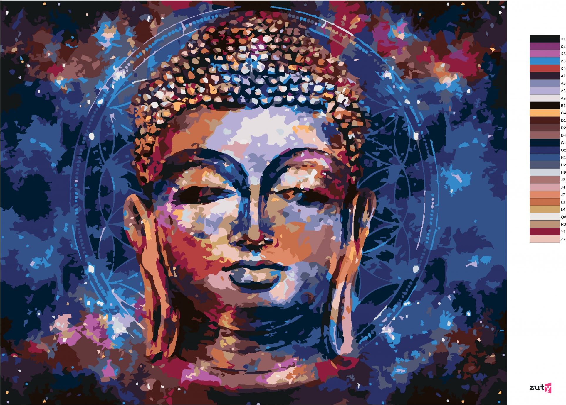 zuty Malování podle čísel - HVĚZDNÝ BUDDHA II - Rozměr: 40x50 cm, Rámování: Varianta: bez rámu a bez vypnutí plátna - obrázek 9