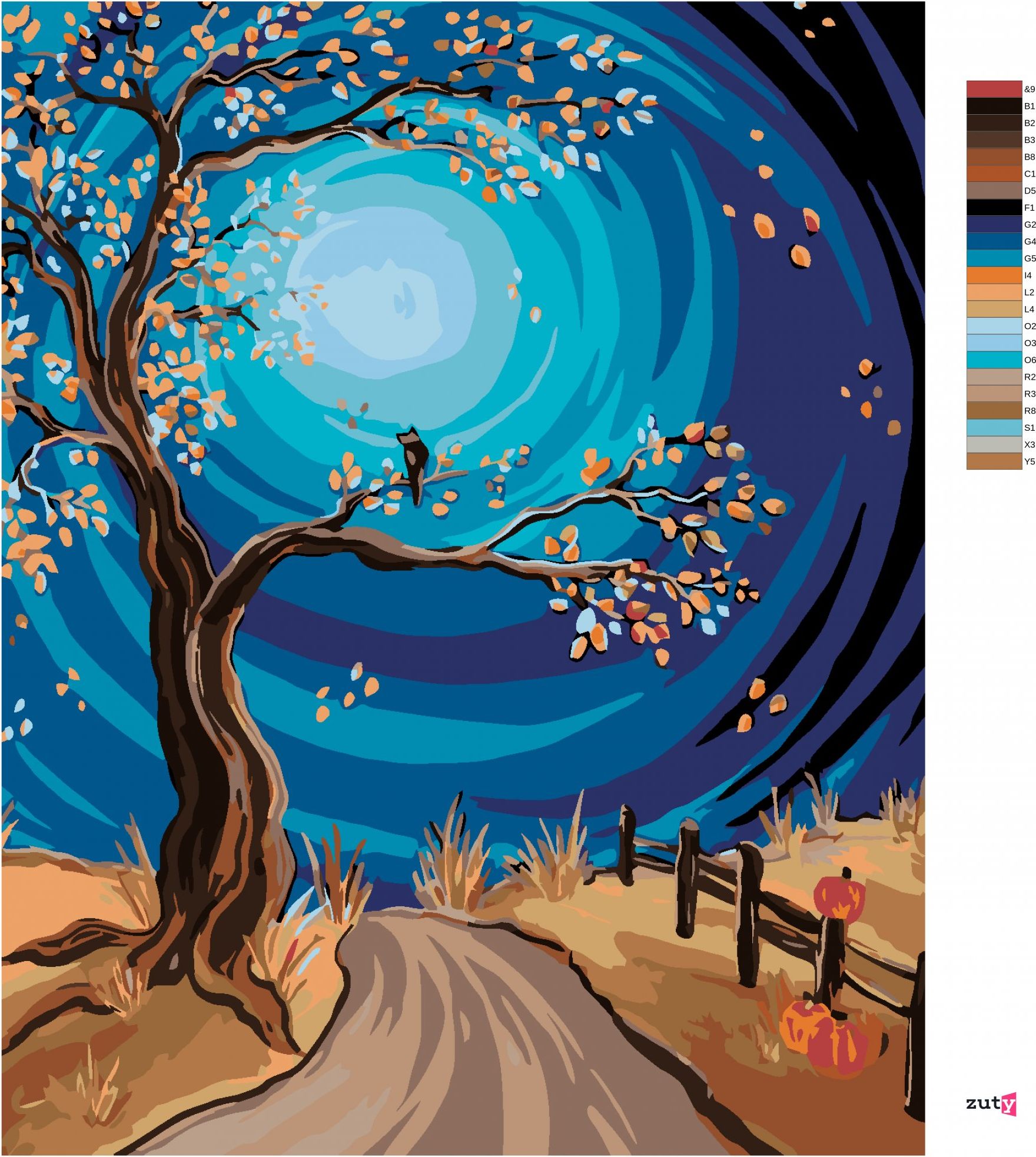 zuty Malování podle čísel - STROM U CESTY - Rozměr: 40x50 cm, Rámování: Varianta: vypnuté plátno na rám - obrázek 2