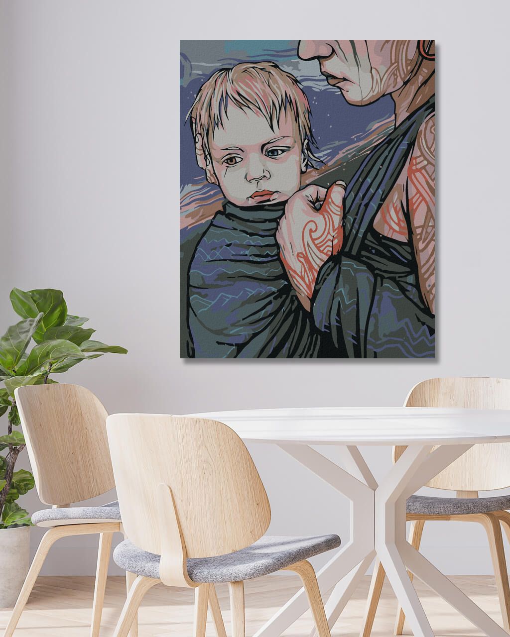 zuty Malování podle čísel - MATKA SE SYNEM - Rozměr: 40x50 cm, Rámování: Varianta: vypnuté plátno na rám - obrázek 5
