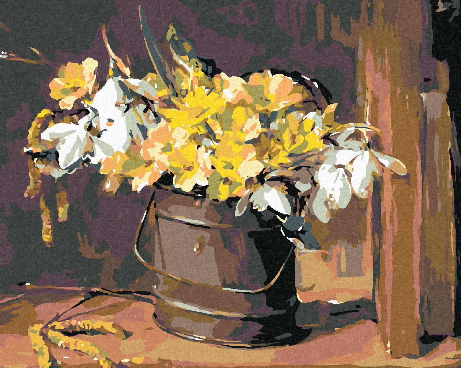 zuty Malování podle čísel - LUČNÍ KVÍTÍ V KYBLÍKU - Rozměr: 40x50 cm, Rámování: Varianta: bez rámu a bez vypnutí plátna - obrázek 1