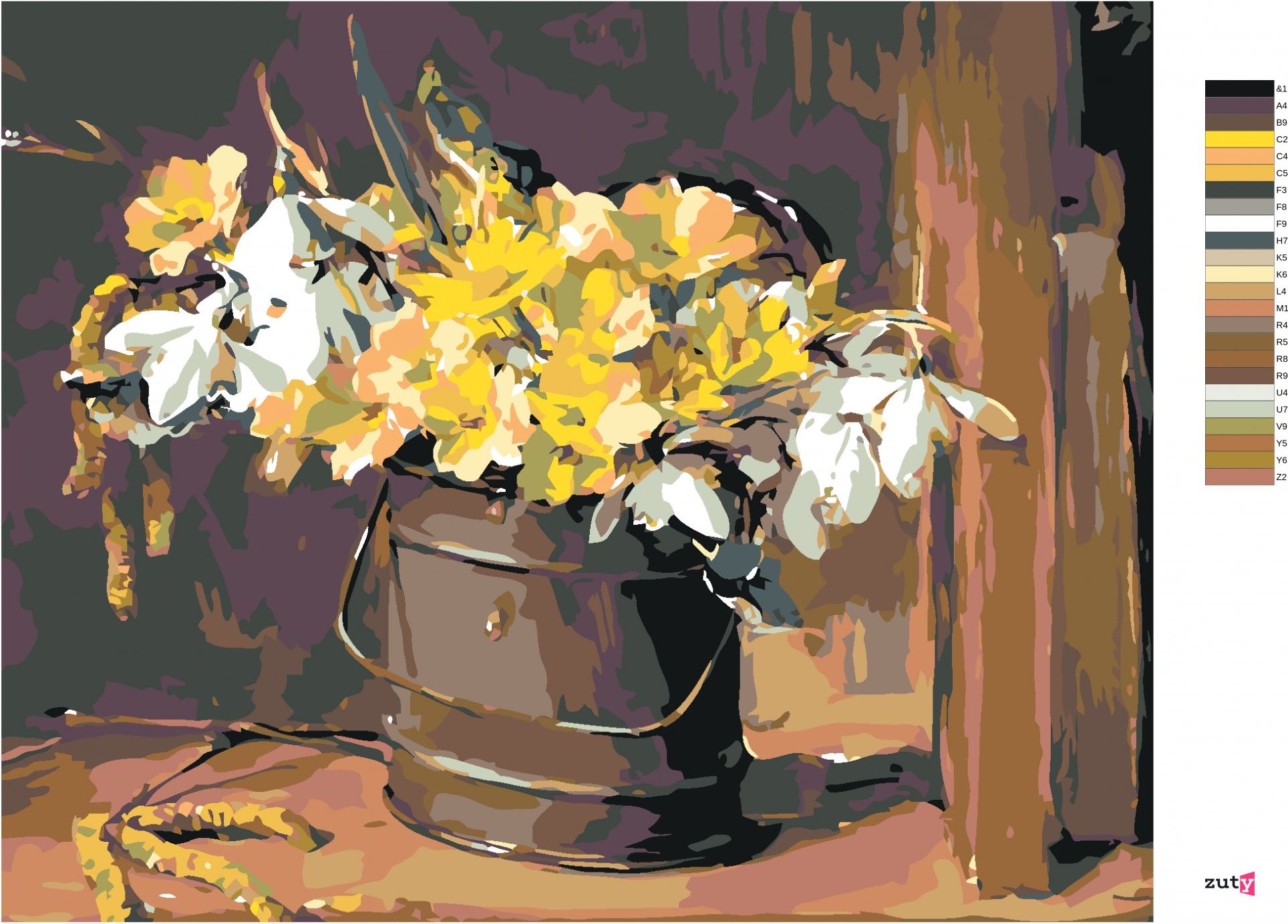 zuty Malování podle čísel - LUČNÍ KVÍTÍ V KYBLÍKU - Rozměr: 40x50 cm, Rámování: Varianta: bez rámu a bez vypnutí plátna - obrázek 7