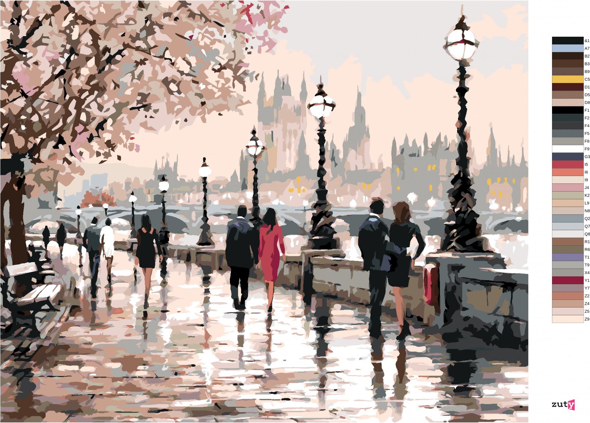 zuty Malování podle čísel - SAKURY V PRAZE (RICHARD MACNEIL) - Rozměr: 40x50 cm, Rámování: Varianta: vypnuté plátno na rám - obrázek 5
