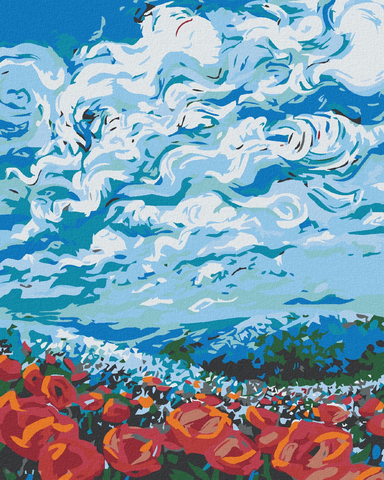 zuty Malování podle čísel - POLE ČERVENÝCH KVÍTKŮ - Rozměr: 40x50 cm, Rámování: Varianta: bez rámu a bez vypnutí plátna - obrázek 1