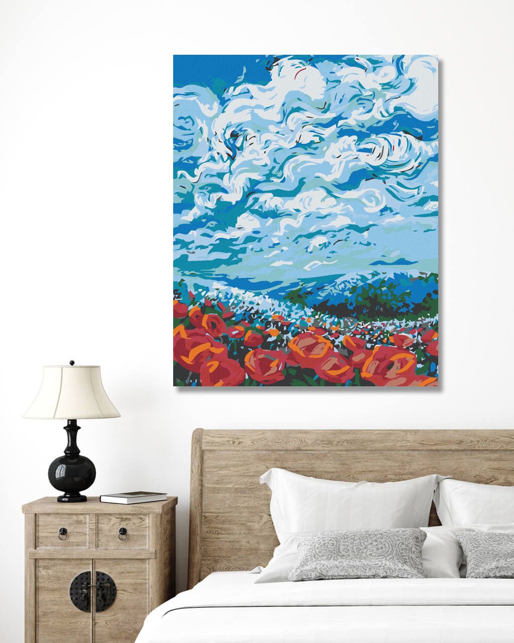 zuty Malování podle čísel - POLE ČERVENÝCH KVÍTKŮ - Rozměr: 40x50 cm, Rámování: Varianta: bez rámu a bez vypnutí plátna - obrázek 3