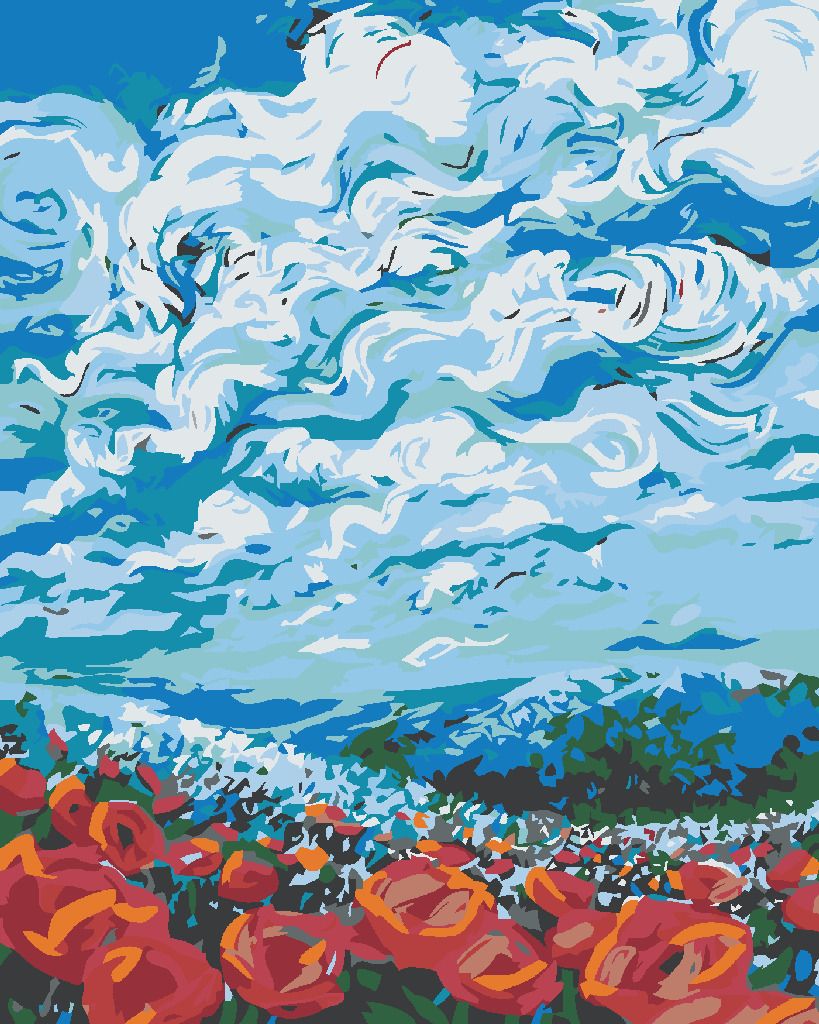 zuty Malování podle čísel - POLE ČERVENÝCH KVÍTKŮ - Rozměr: 40x50 cm, Rámování: Varianta: bez rámu a bez vypnutí plátna - obrázek 10