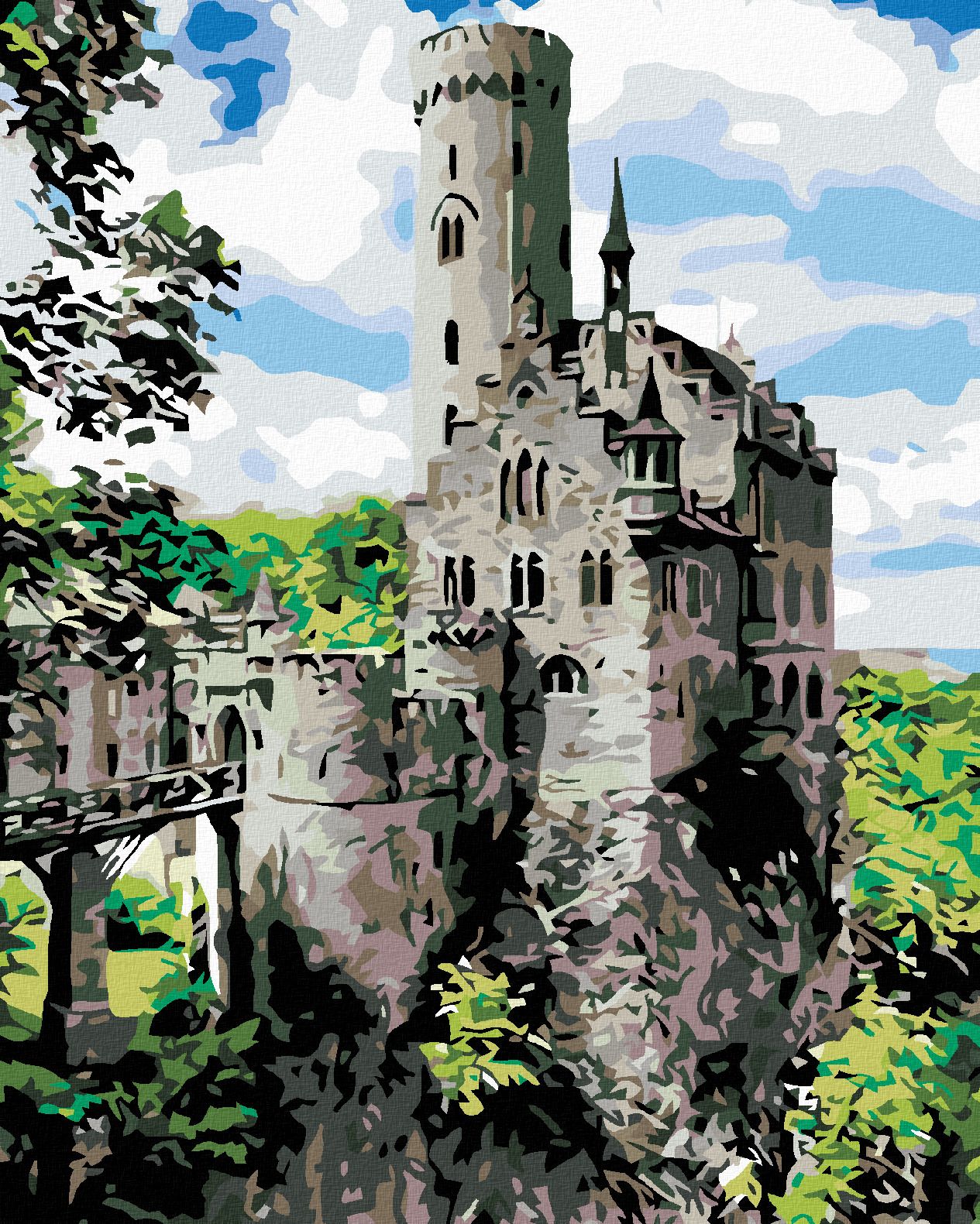 zuty Malování podle čísel - RYTÍŘSKÝ HRAD - Rozměr: 40x50 cm, Rámování: Varianta: bez rámu a bez vypnutí plátna - obrázek 1