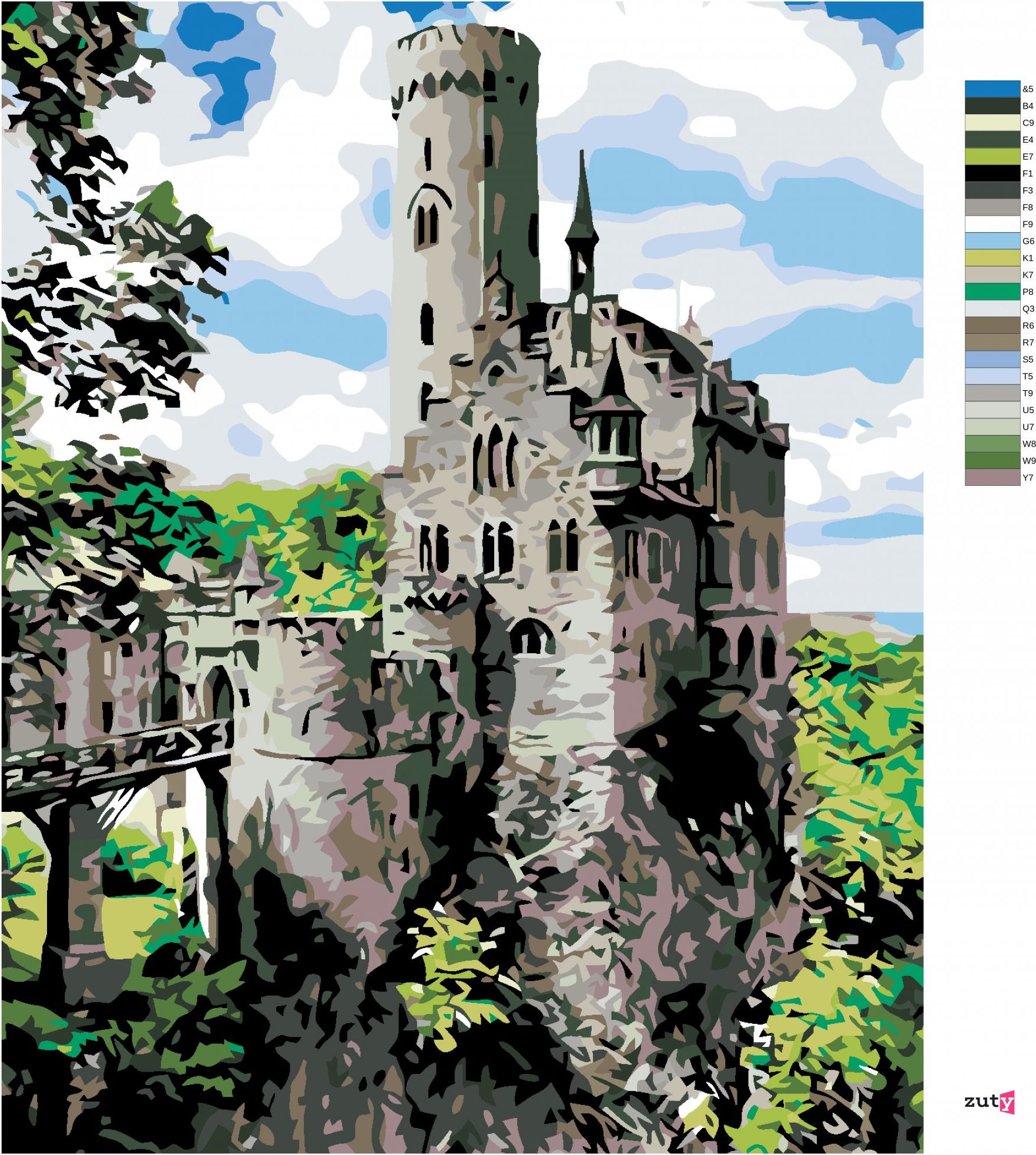 zuty Malování podle čísel - RYTÍŘSKÝ HRAD - Rozměr: 40x50 cm, Rámování: Varianta: vypnuté plátno na rám - obrázek 6