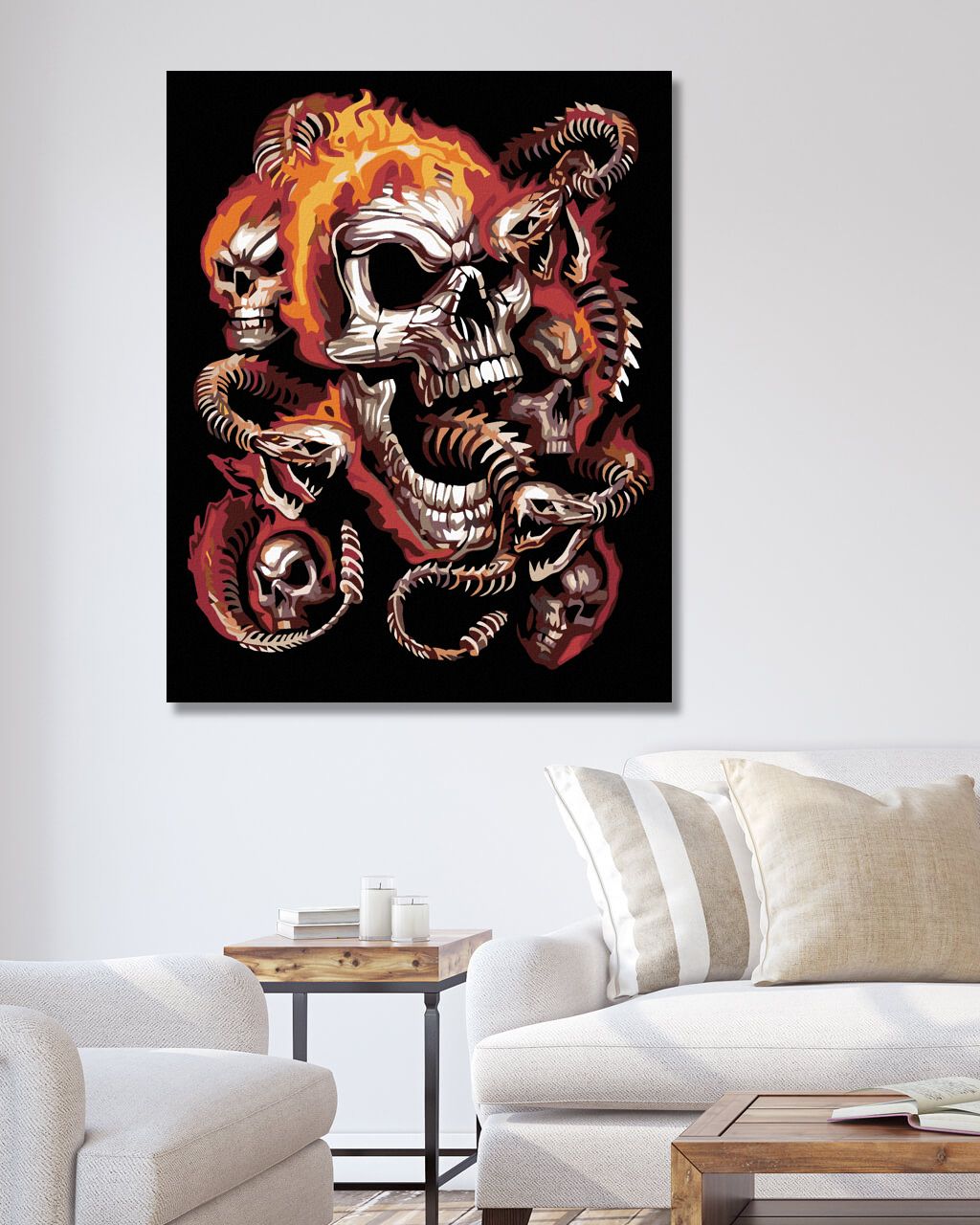 zuty Malování podle čísel - LEBKA A HADÍ KOSTRY - Rozměr: 40x50 cm, Rámování: Varianta: vypnuté plátno na rám - obrázek 2