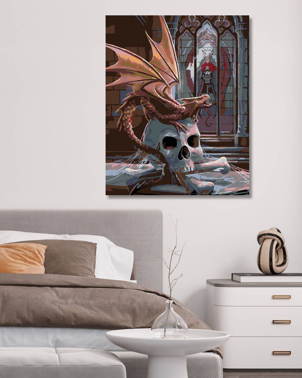 zuty Malování podle čísel - LEBKA A MALÝ DRÁČEK - Rozměr: 40x50 cm, Rámování: Varianta: vypnuté plátno na rám - obrázek 6