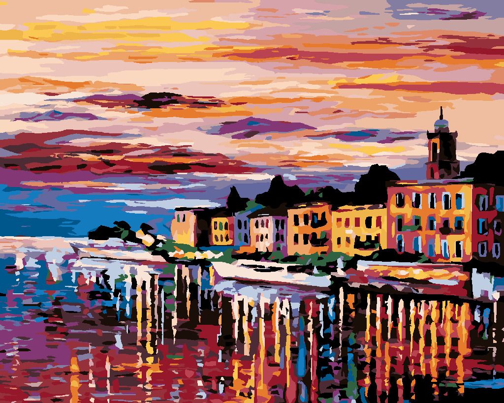 zuty Malování podle čísel - MĚSTO U ŘEKY - Rozměr: 40x50 cm, Rámování: Varianta: vypnuté plátno na rám - obrázek 6