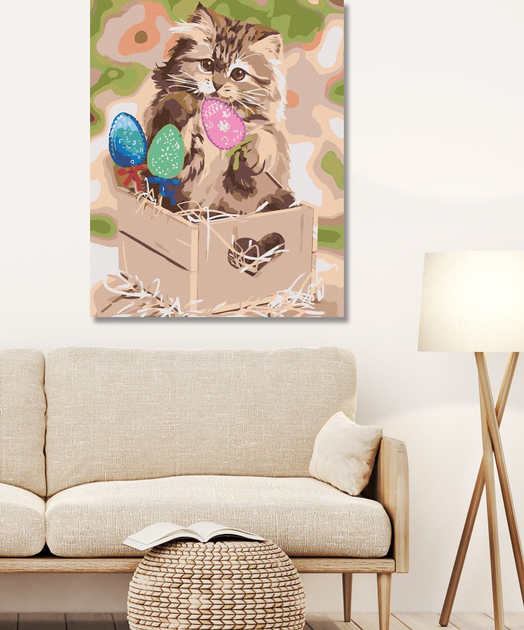 zuty Malování podle čísel - KOTĚ A VELIKONOČNÍ VAJÍČKA - Rozměr: 40x50 cm, Rámování: Varianta: bez rámu a bez vypnutí plátna - obrázek 7